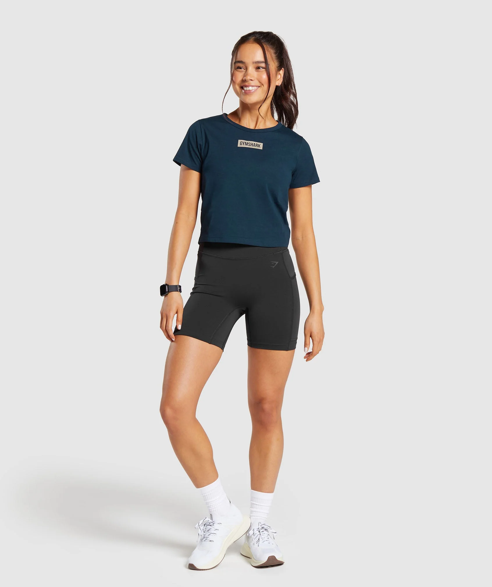 Gymshark Block Crop Top - Navy - Image 4