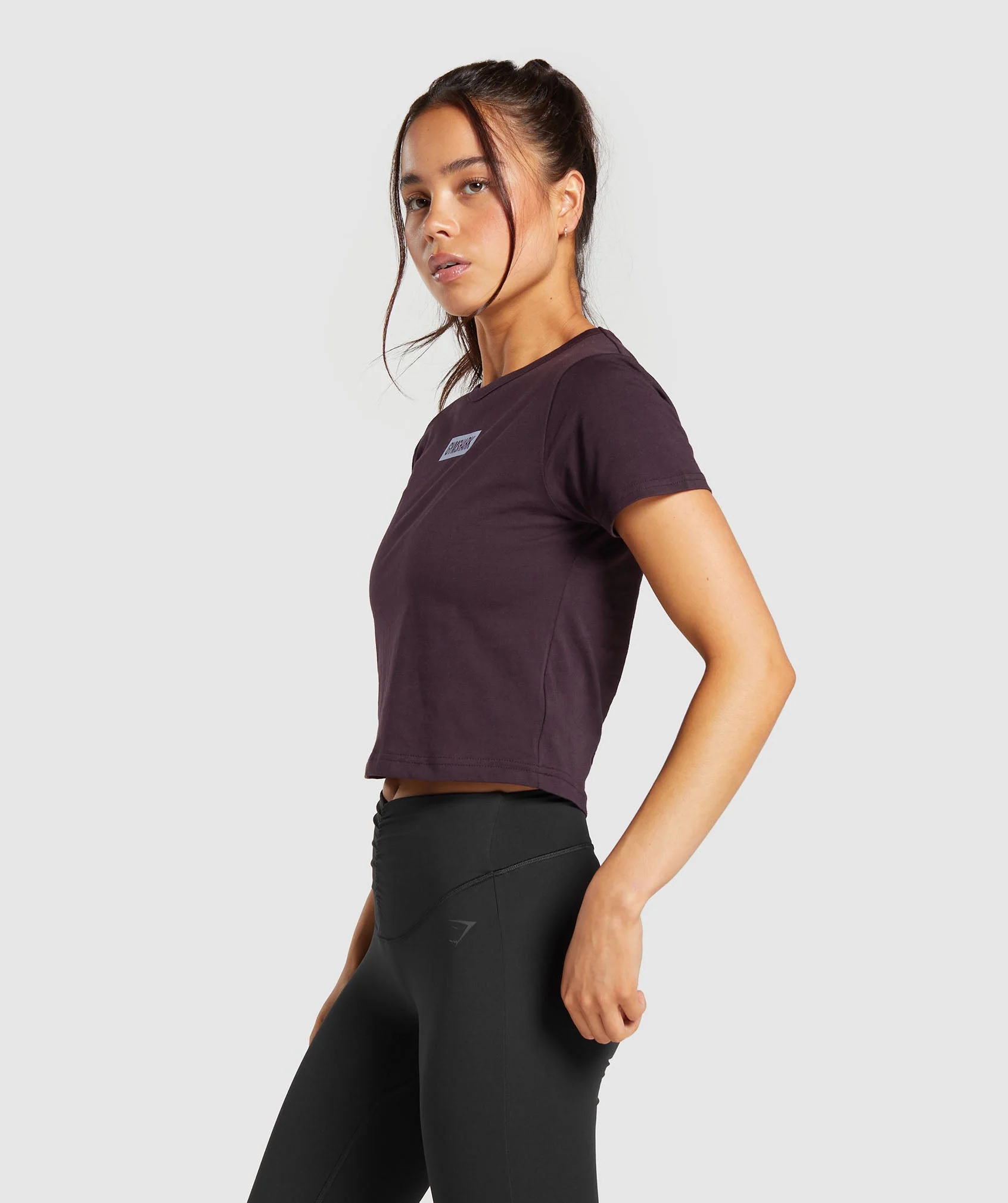 Gymshark Block Crop Top - Plum Brown - Image 3