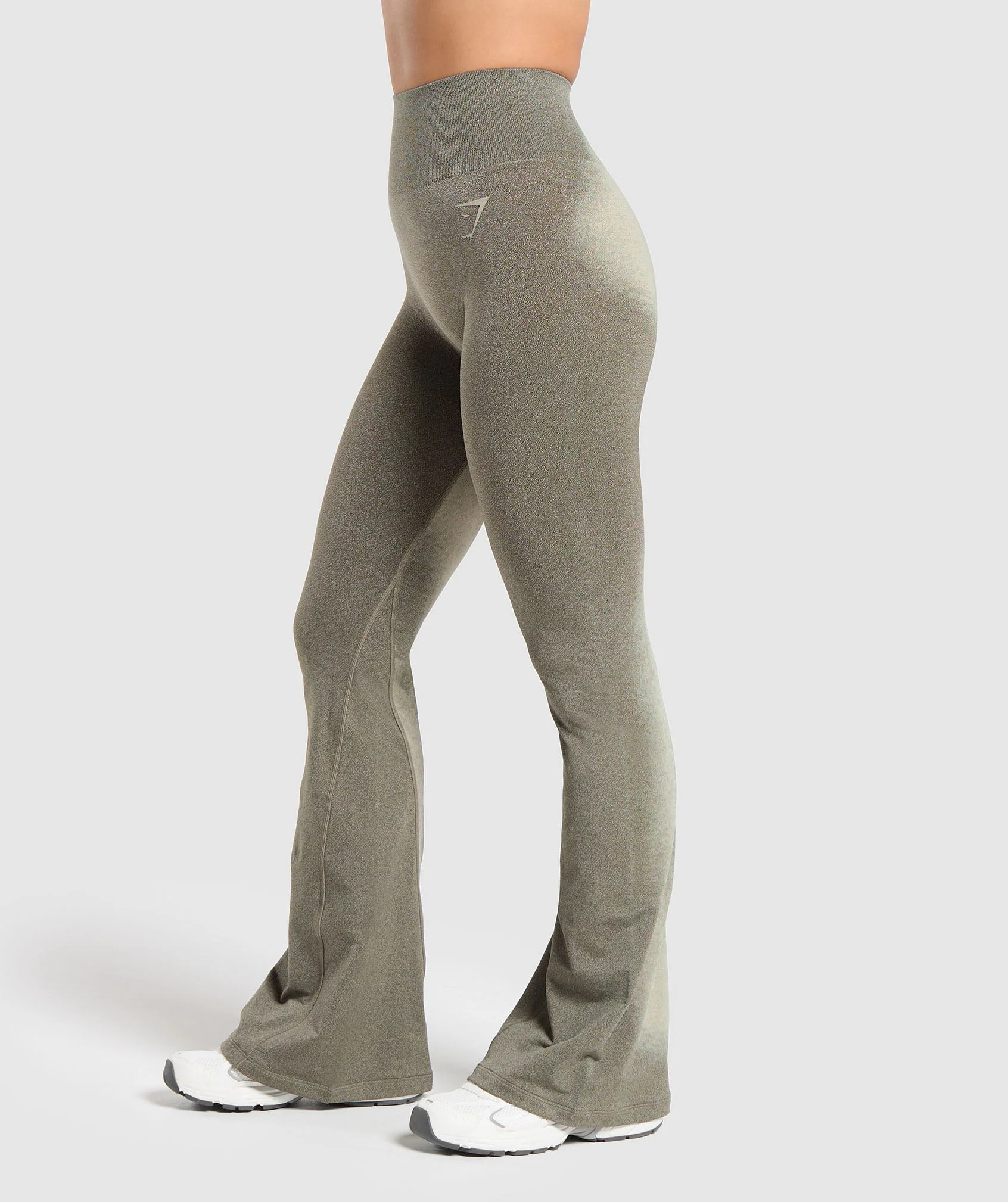 Gymshark Blur Seamless Flared Leggings - Base Green/Chalk Green - Image 3