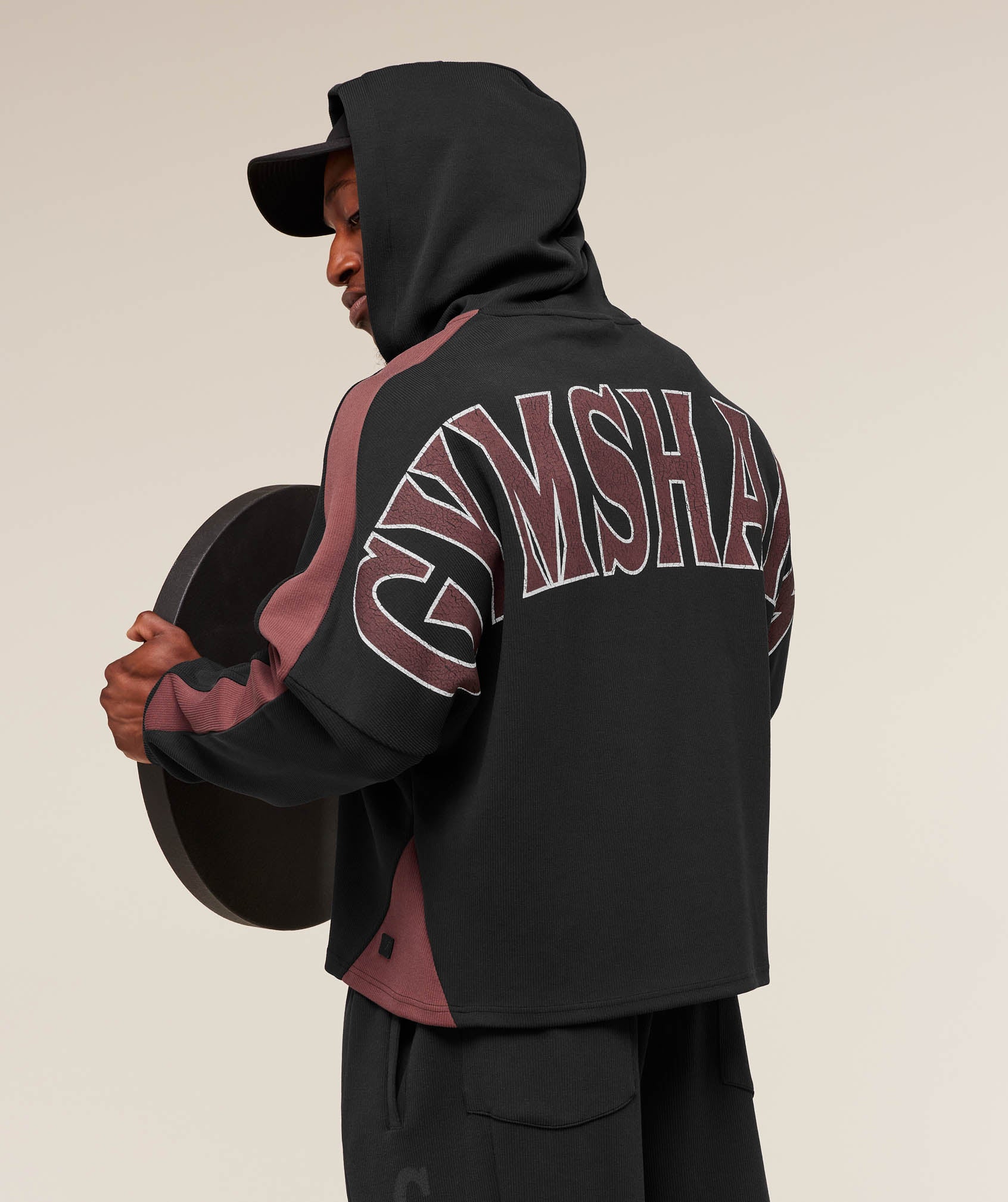 Gymshark Bodybuilding Zip Up Hoodie - GS Black/GS Burgundy Brown - Image 5