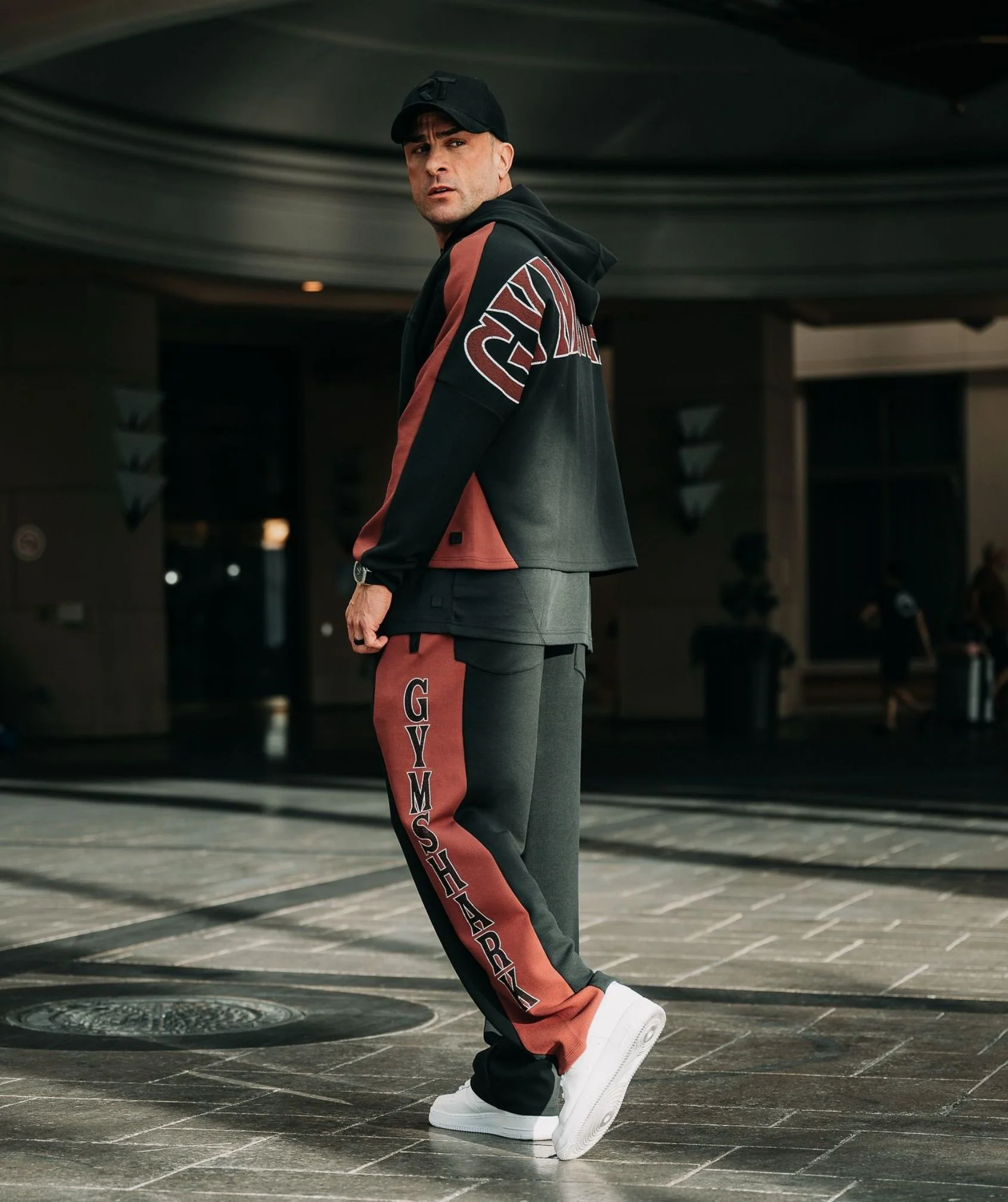 Gymshark Bodybuilding Zip Up Hoodie - GS Black/GS Burgundy Brown - Image 6