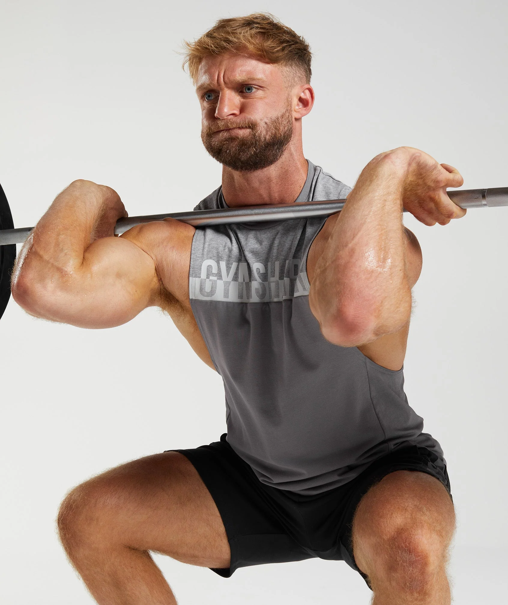 Gymshark Bold React Drop Arm Tank - Coin Grey - Image 3