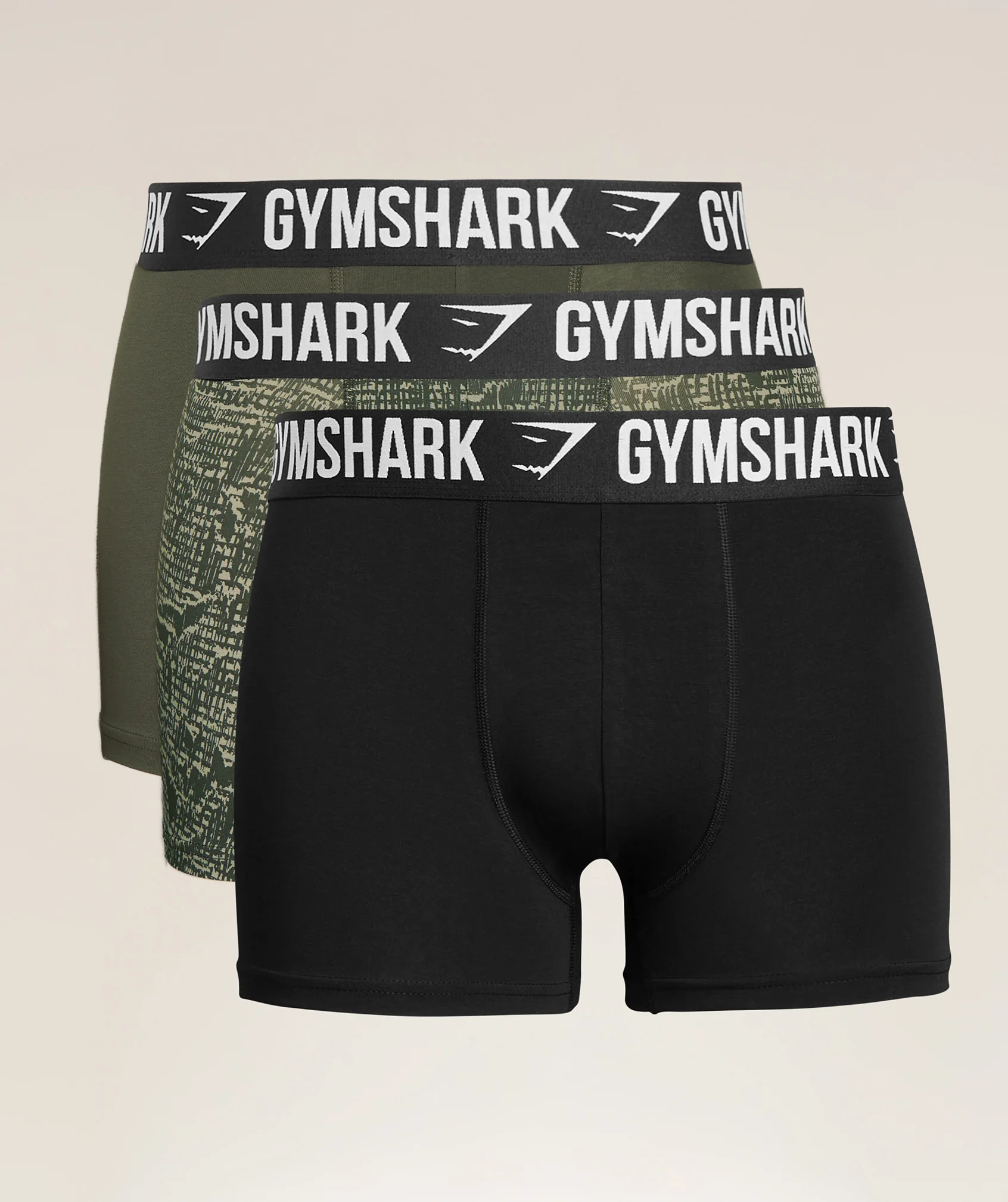 Gymshark Boxer Brief 3PK - Black/Strength Green/Chalk Green - Image 2