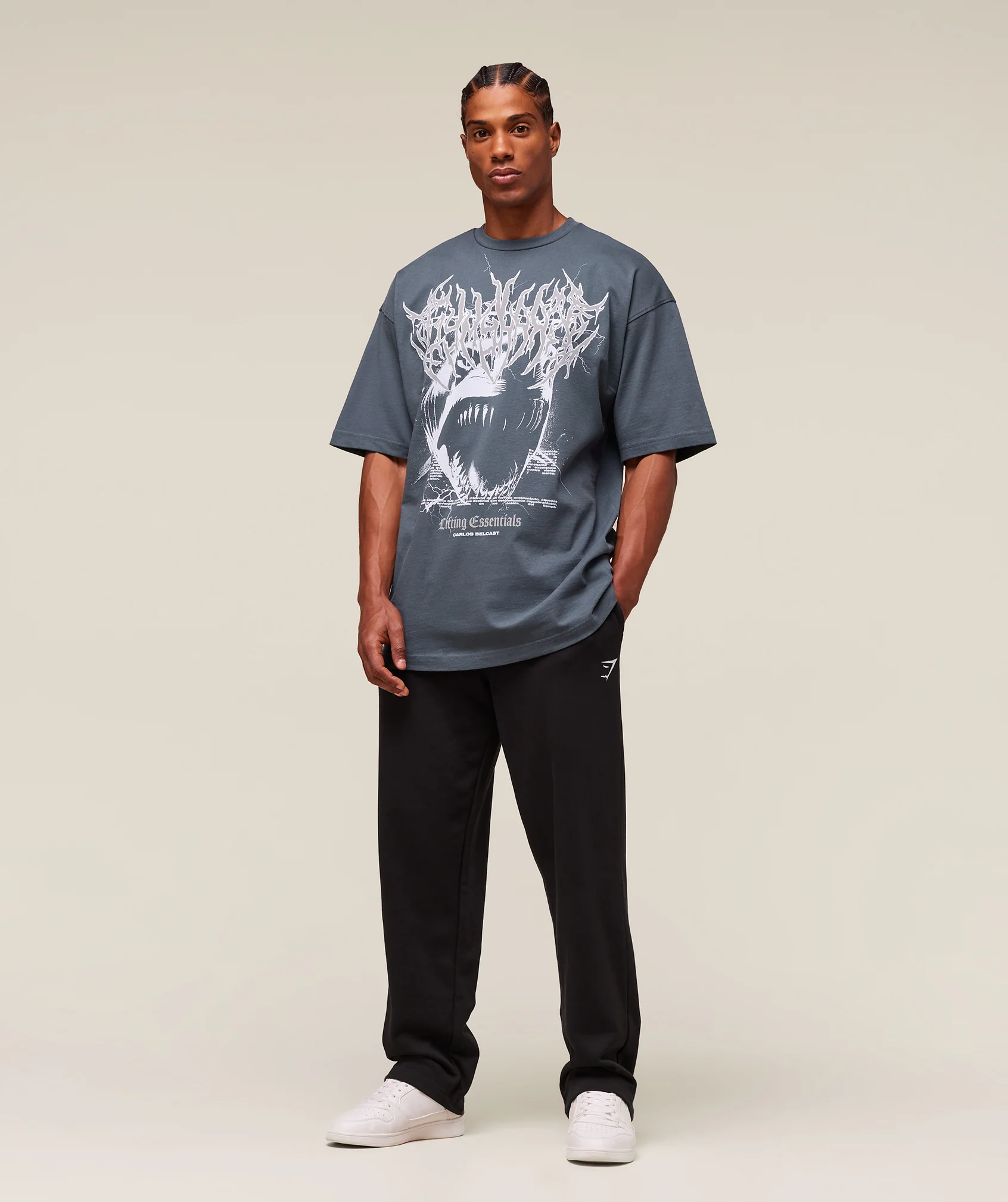 Gymshark Carlos Belcast x Rest Day Essential T-Shirt - Titanium Blue - Image 4