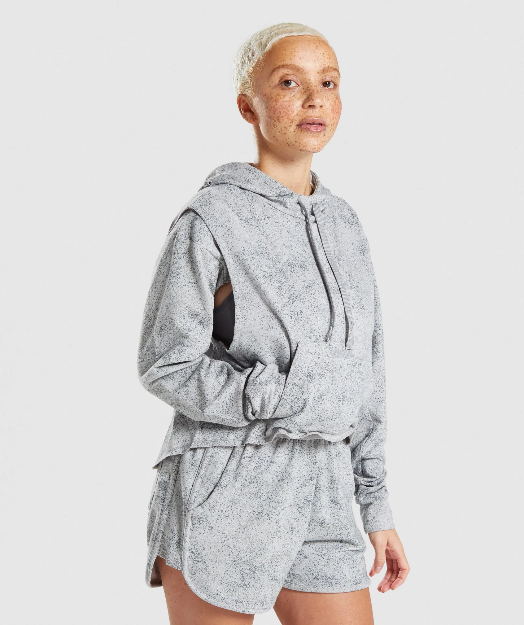 Gymshark Chalk Hoodie - Light Grey Print
