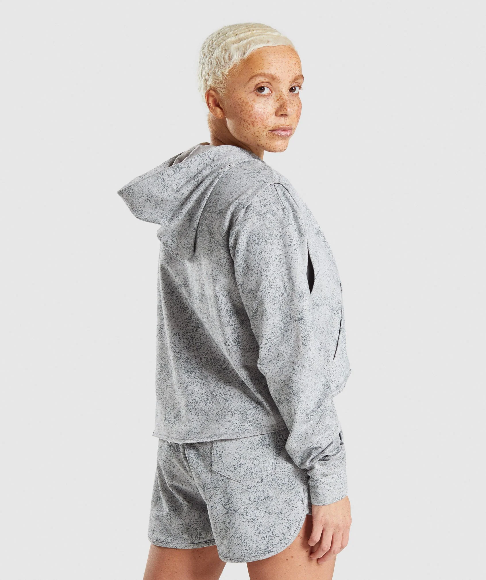Gymshark Chalk Hoodie - Light Grey Print - Image 2