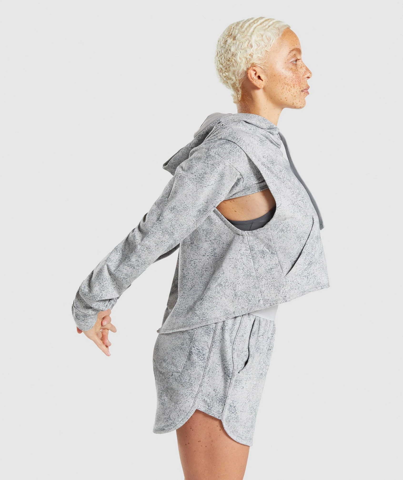 Gymshark Chalk Hoodie - Light Grey Print - Image 3