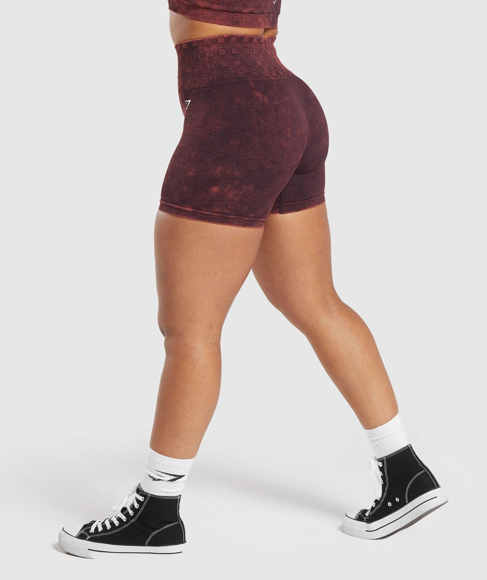 Gymshark Check Seamless Washed Shorts - Plum Brown - Image 3