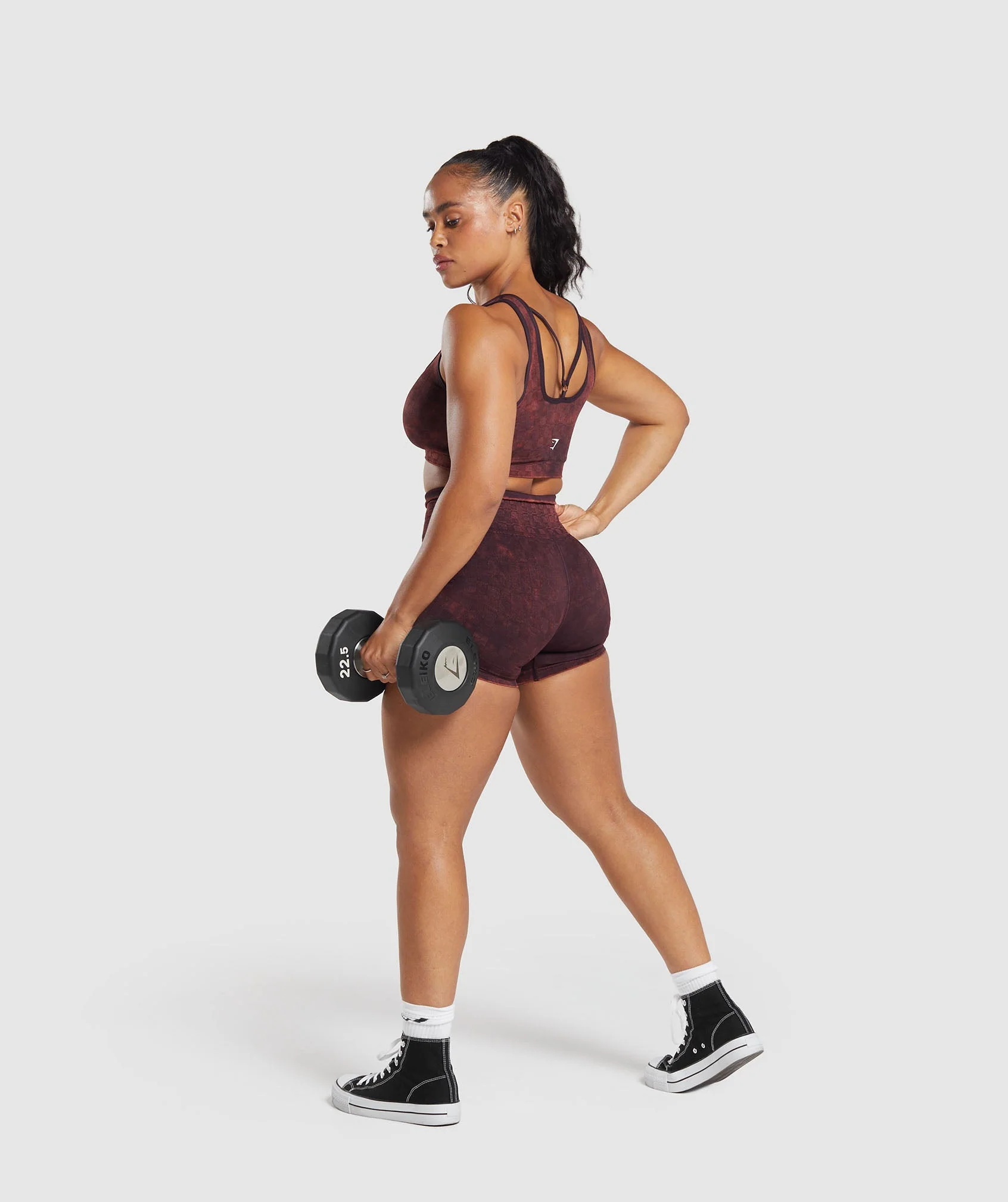 Gymshark Check Seamless Washed Shorts - Plum Brown - Image 4