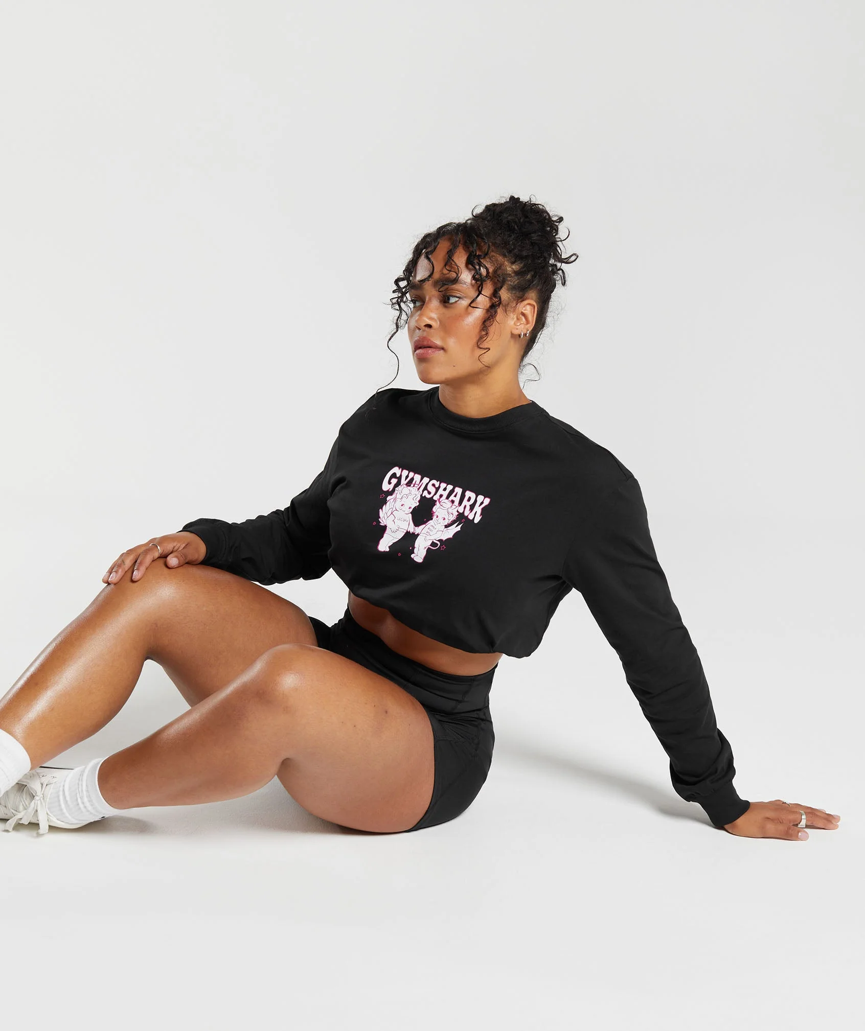 Gymshark Cherub Graphic Long Sleeve Top - Black - Image 4