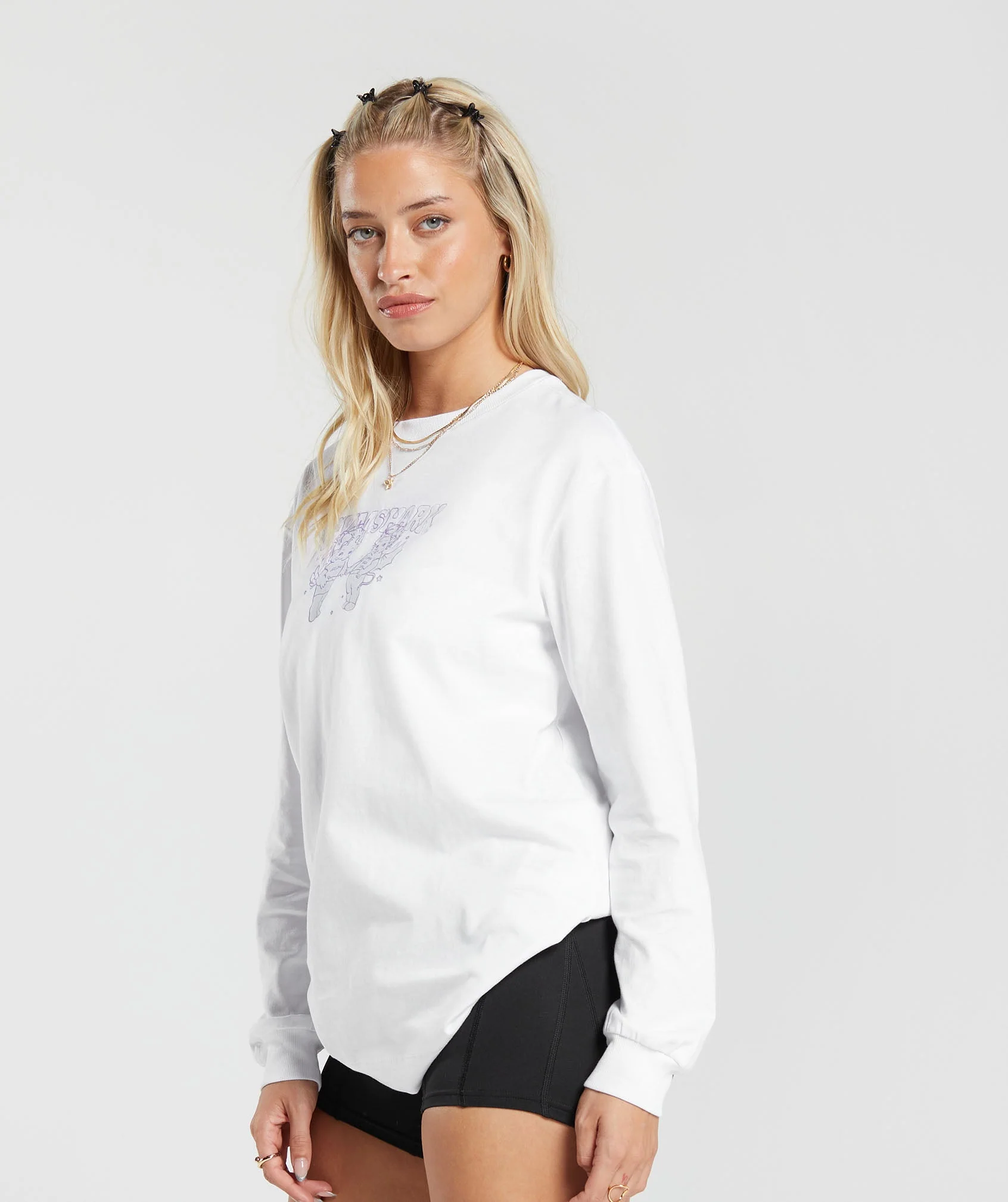 Gymshark Cherub Graphic Long Sleeve Top - White - Image 3