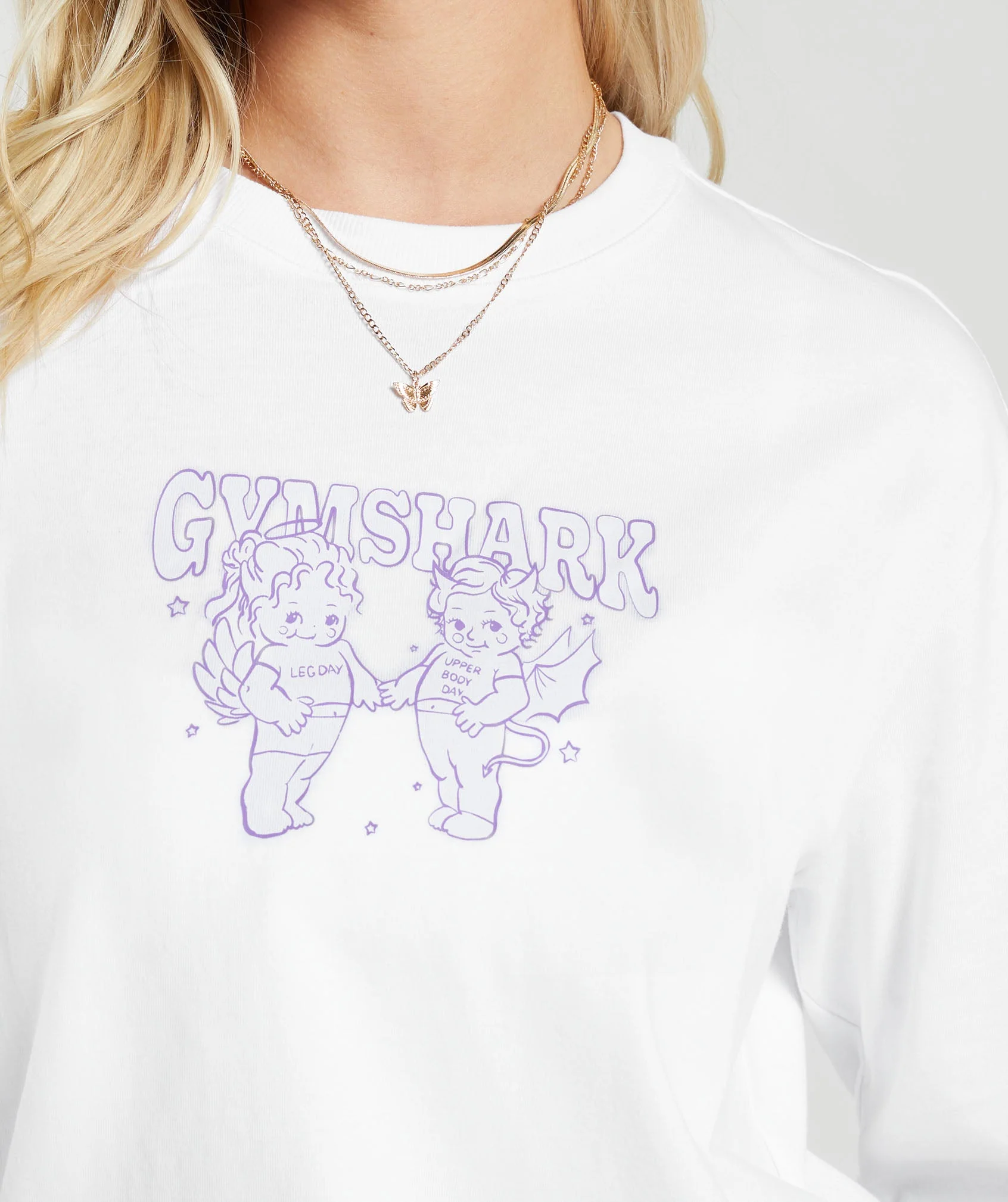 Gymshark Cherub Graphic Long Sleeve Top - White - Image 5