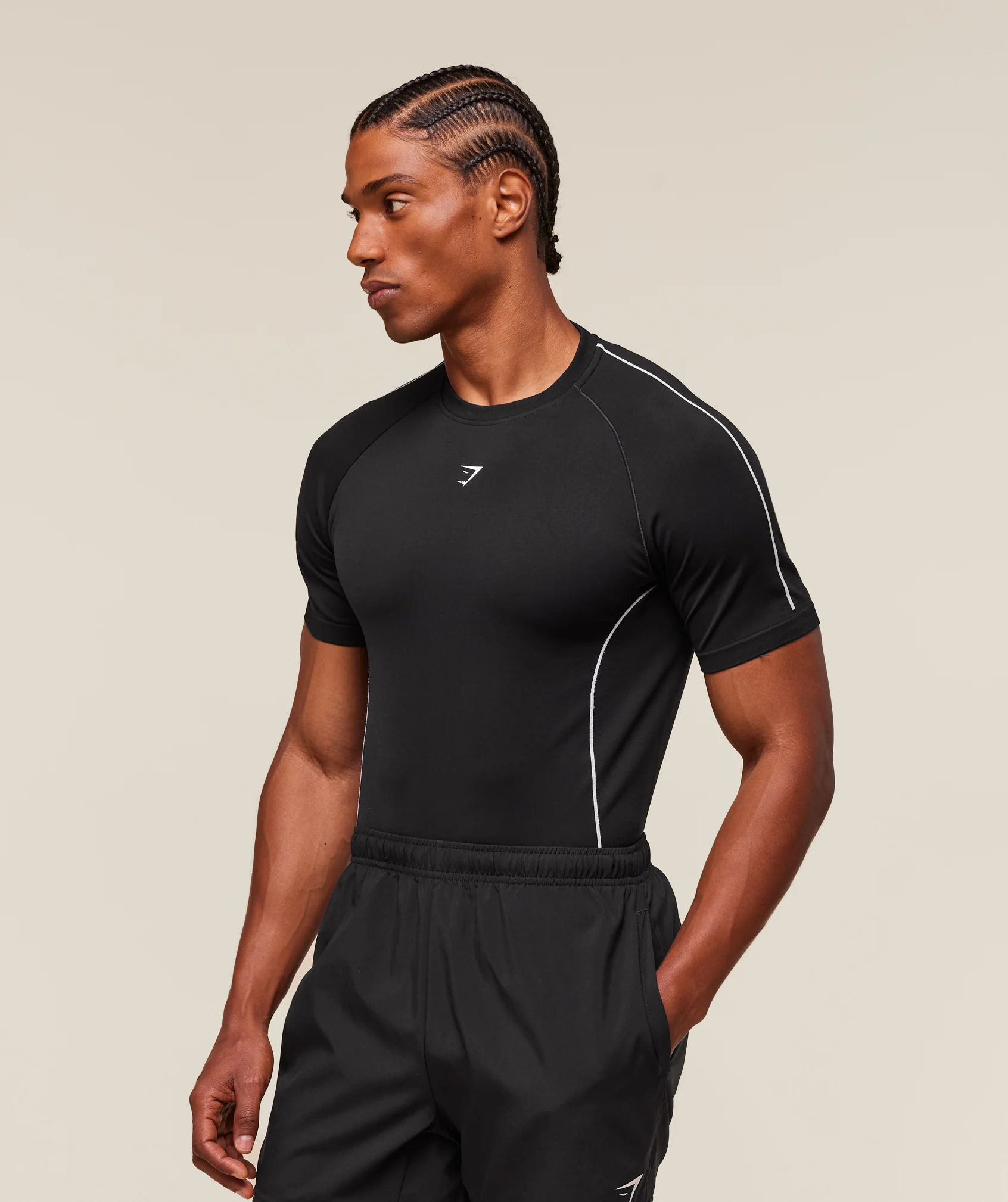 Gymshark Clean Contour Seamless T-Shirt - Black/White - Image 3