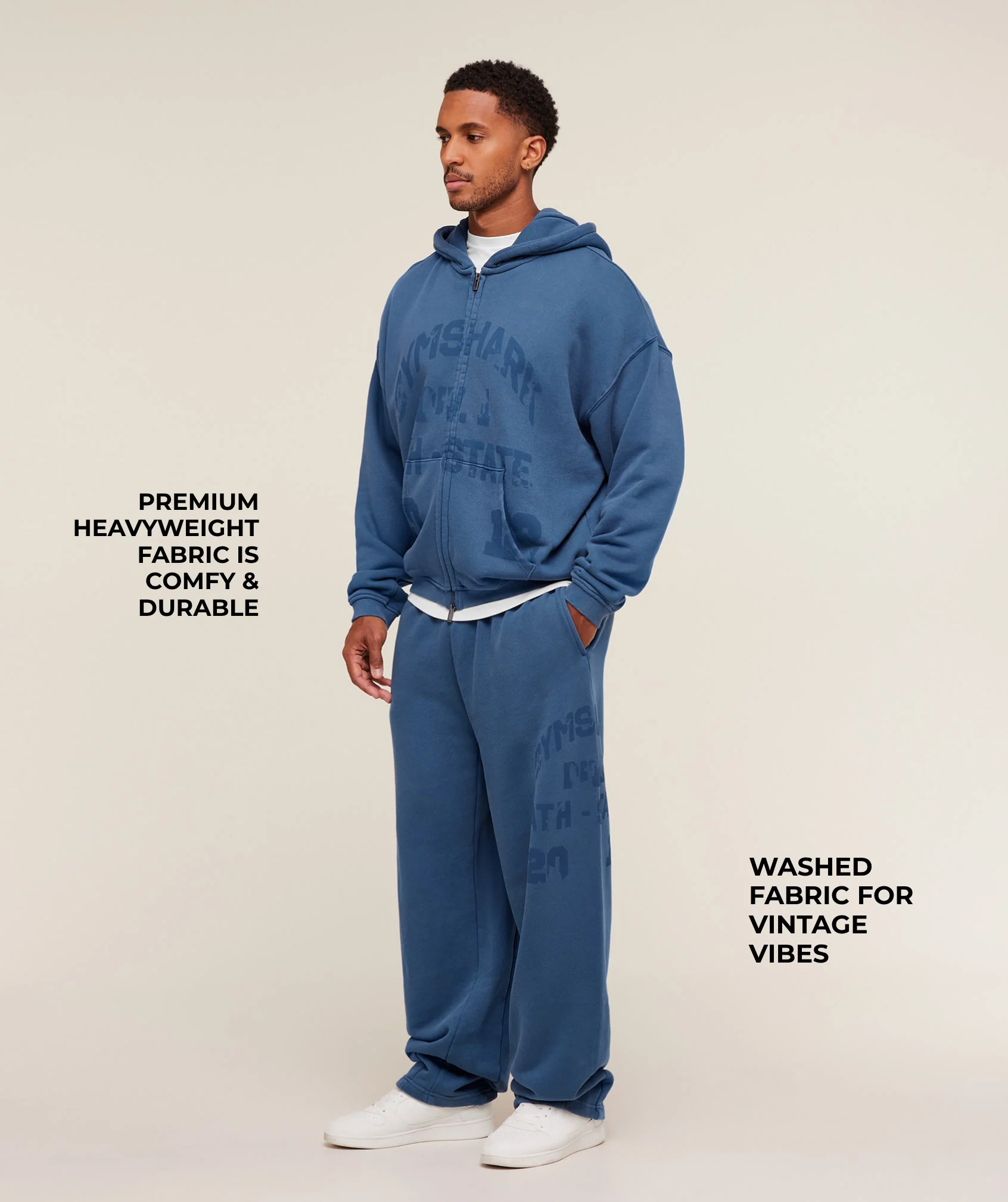 Gymshark Collegiate Washed Wide Leg Jogger - Compound Blue - Image 2