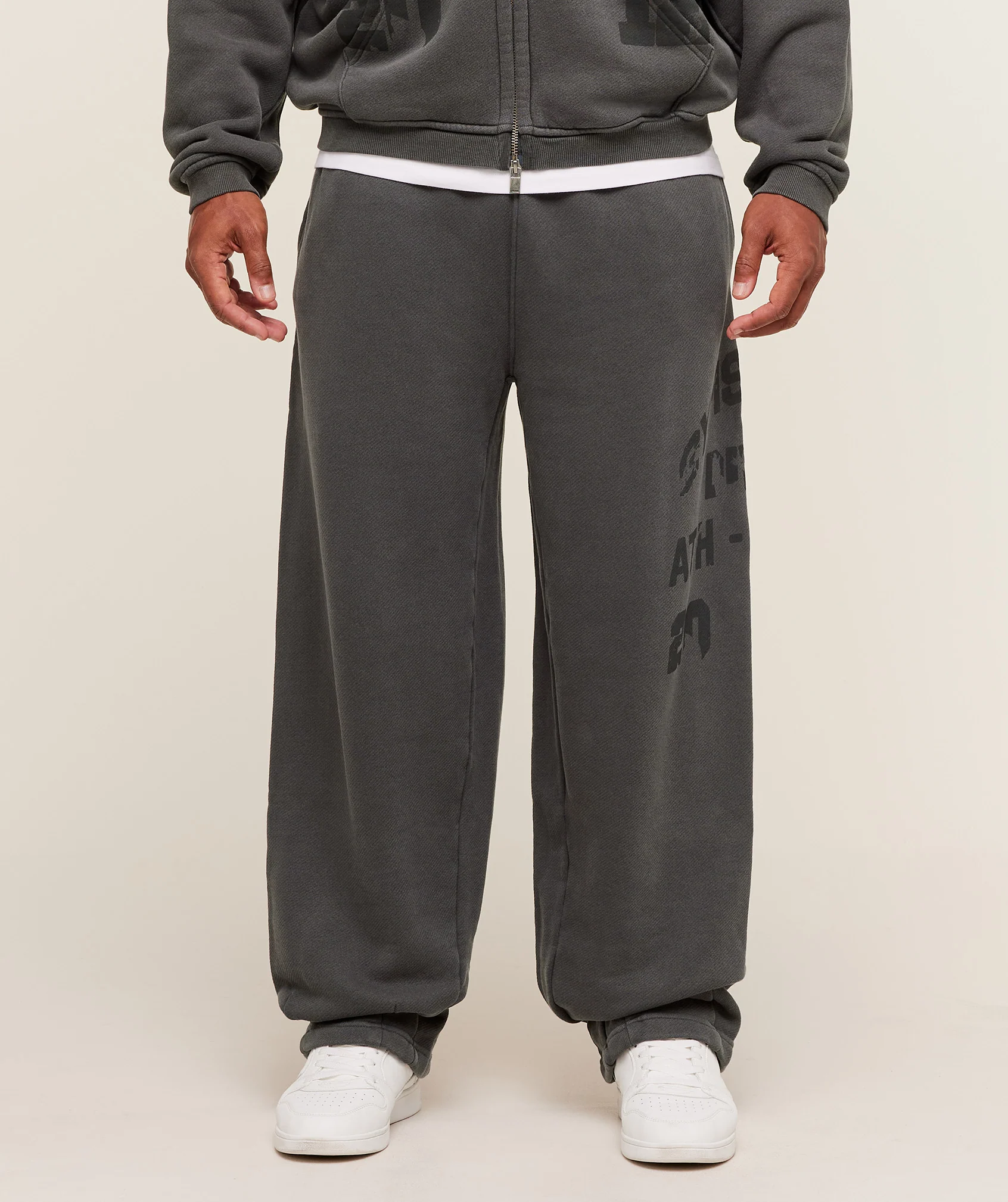 Gymshark Collegiate Washed Wide Leg Jogger - Asphalt Grey