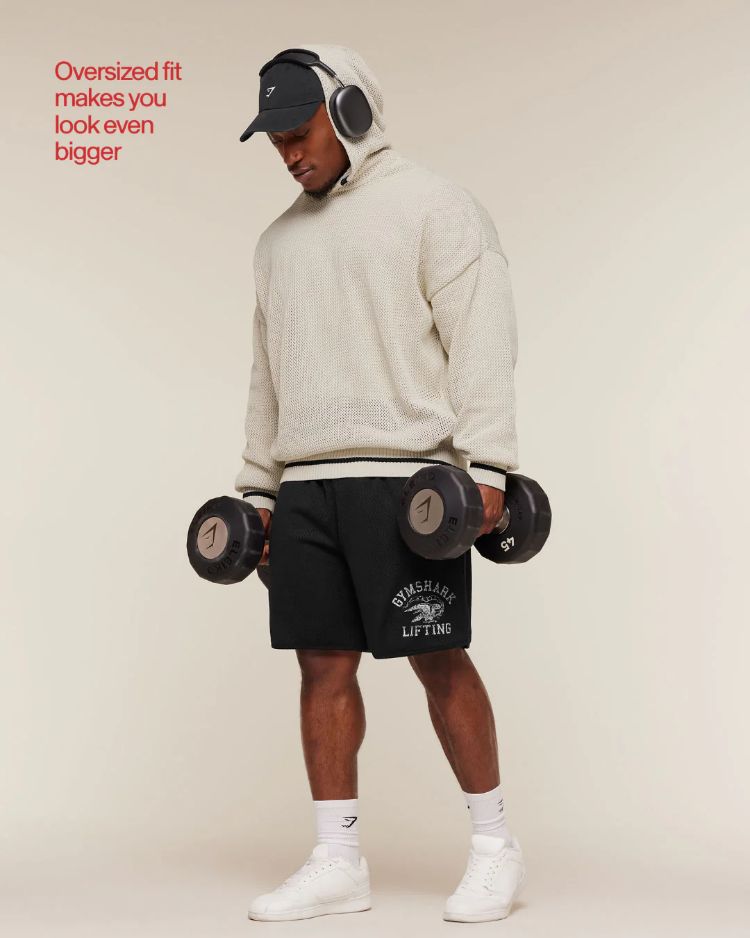 Gymshark Collective Crochet Style Hoodie - Tinted White - Image 3