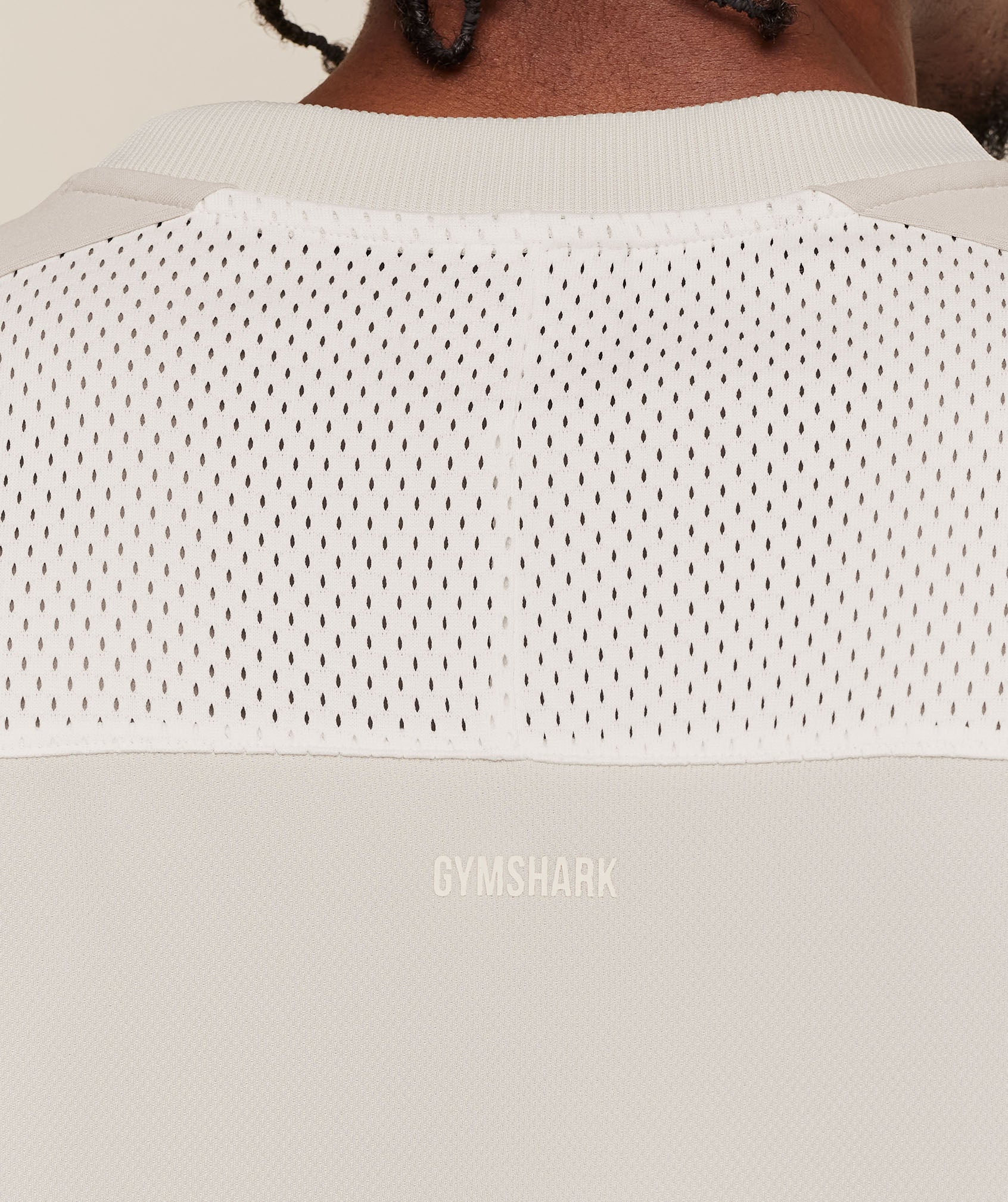 Gymshark Collective Mesh Wordmark Jersey - Tinted White/Soft White/Pebble Grey - Image 6