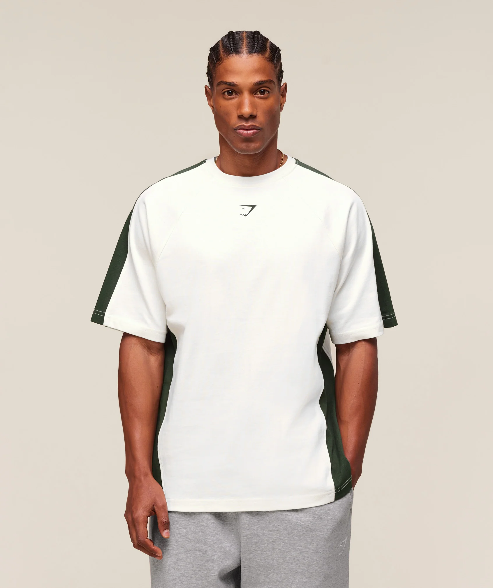 Gymshark GSLC 66 T-Shirt - Soft White/Trail Green - Image 2
