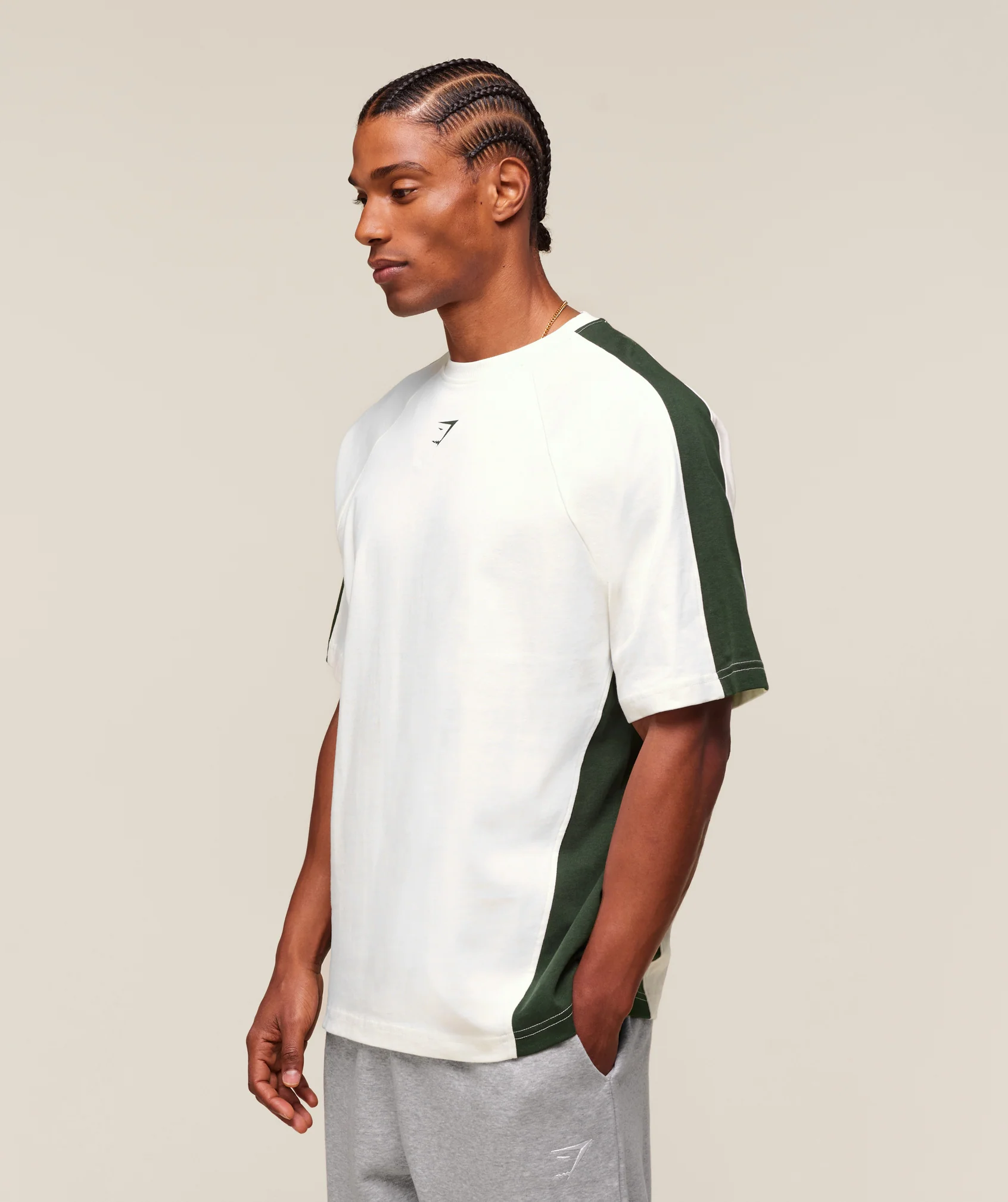 Gymshark GSLC 66 T-Shirt - Soft White/Trail Green - Image 4