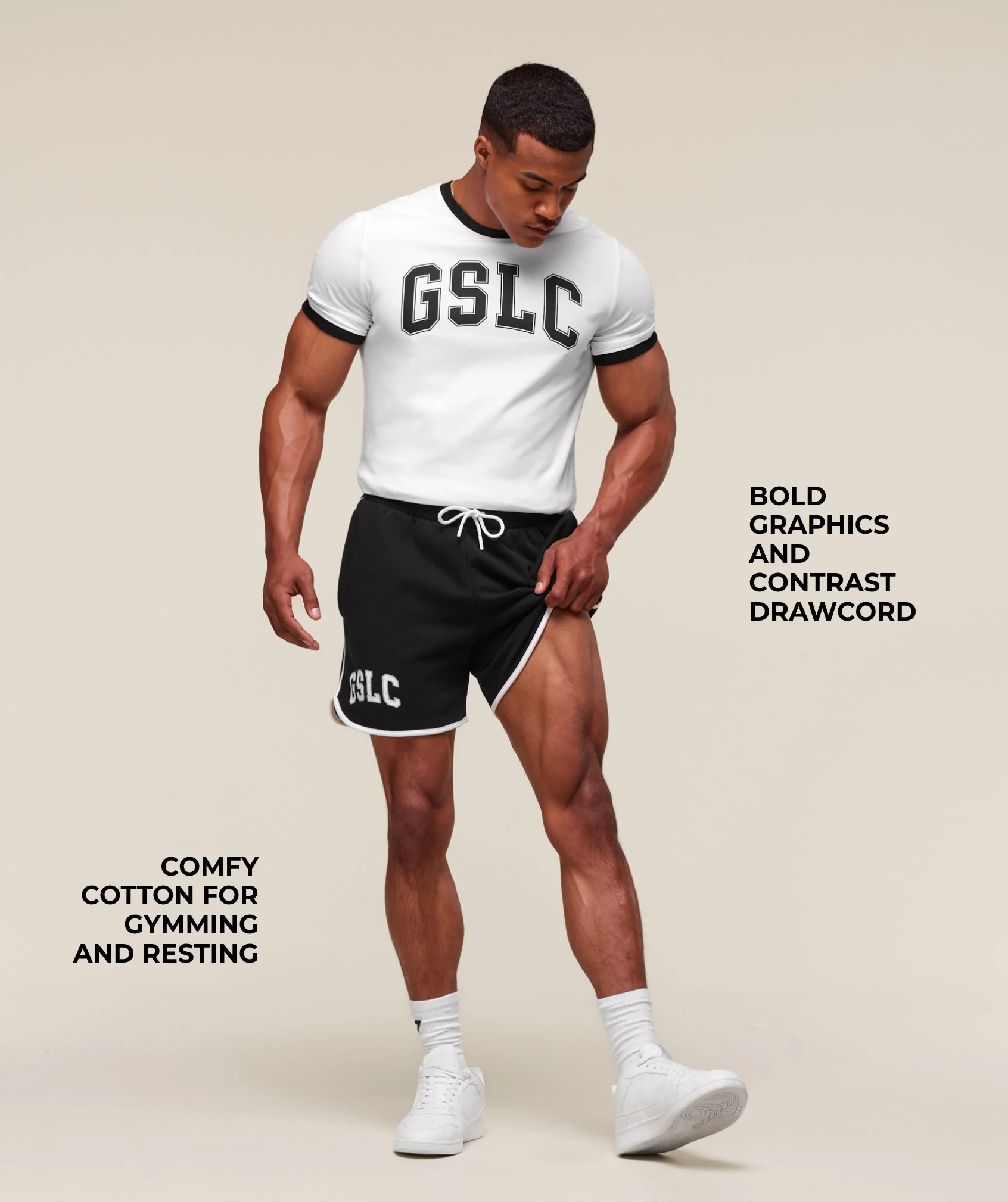 Gymshark GSLC Contrast 5" Shorts - Black/White - Image 3