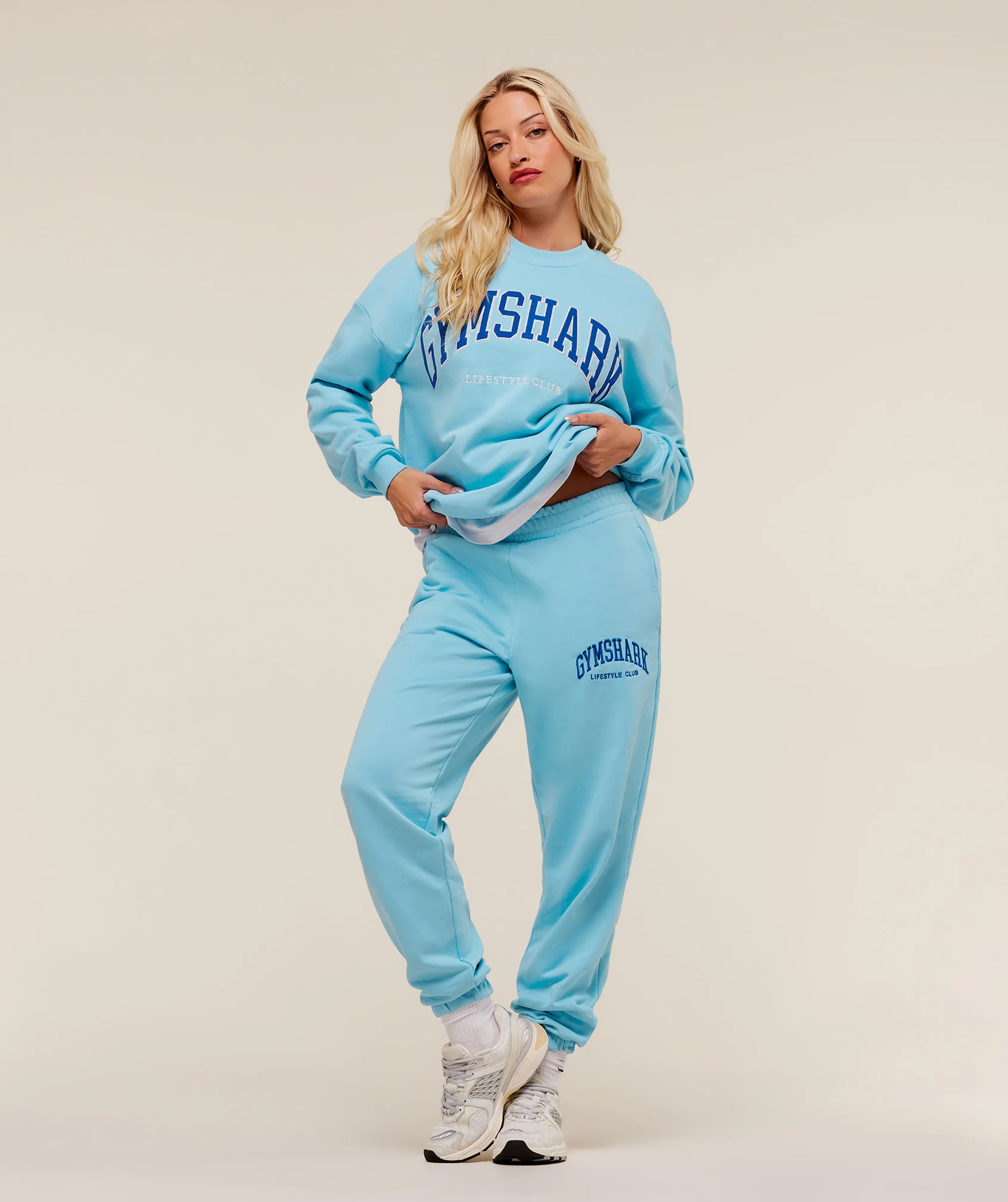 Gymshark Collegiate Graphic Crew Neck Pullover - Athletic Light Blue - Image 4