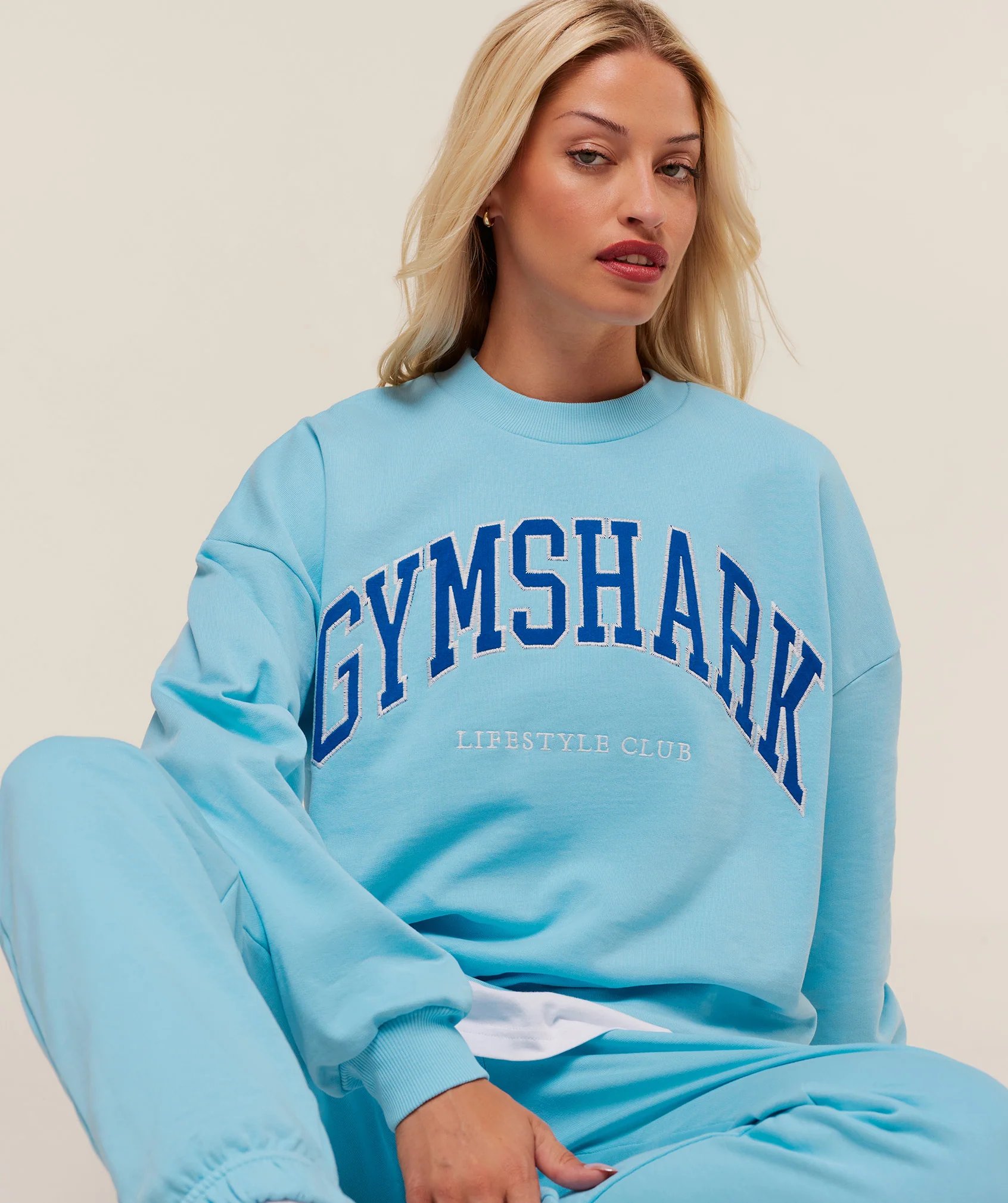 Gymshark Collegiate Graphic Crew Neck Pullover - Athletic Light Blue - Image 6