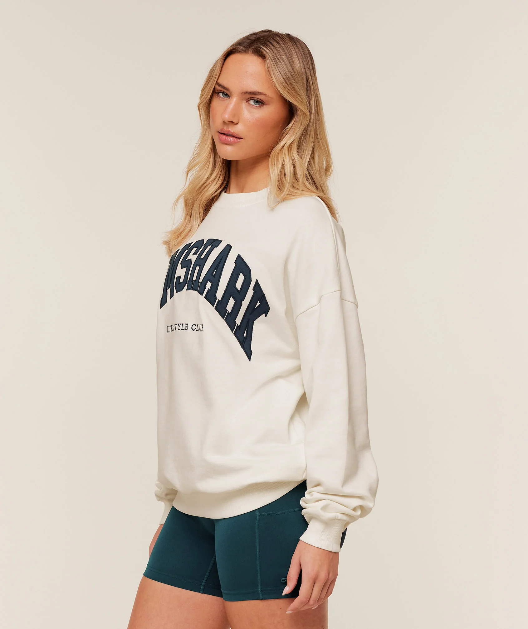 Gymshark Collegiate Graphic Crew Neck Pullover - GS Soft White - Image 3