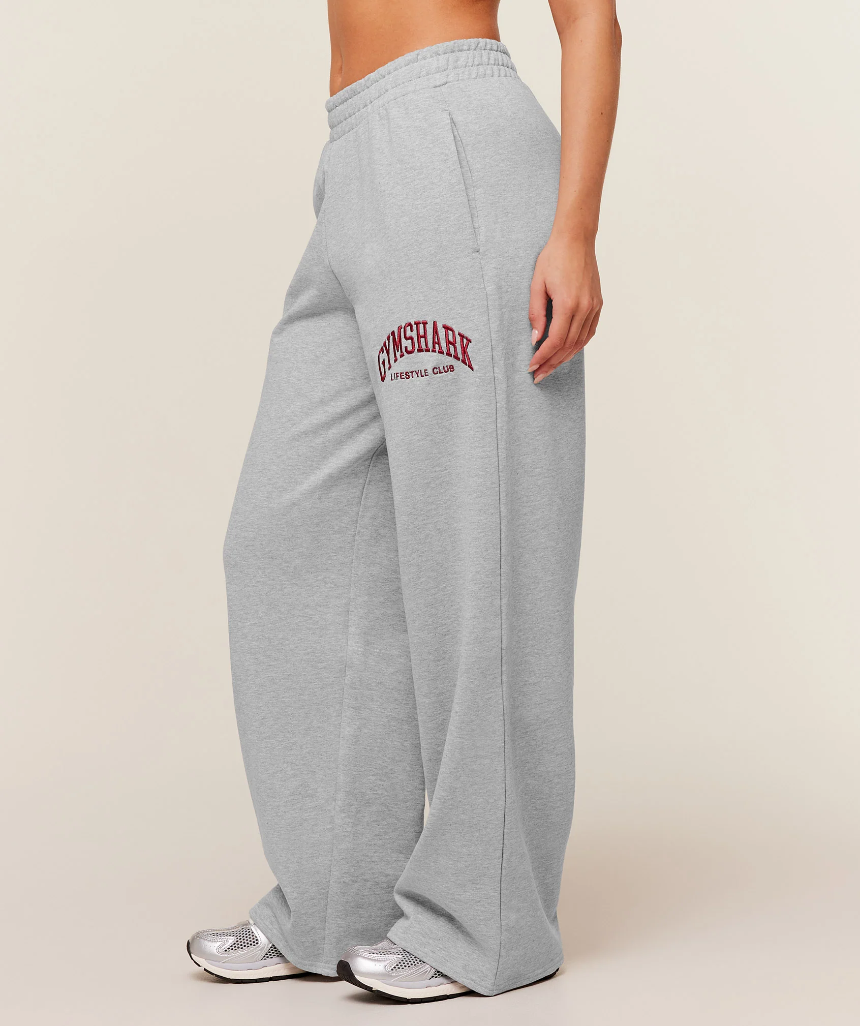 Gymshark Collegiate Graphic Straight Leg Joggers - Light Grey Core Marl - Image 3