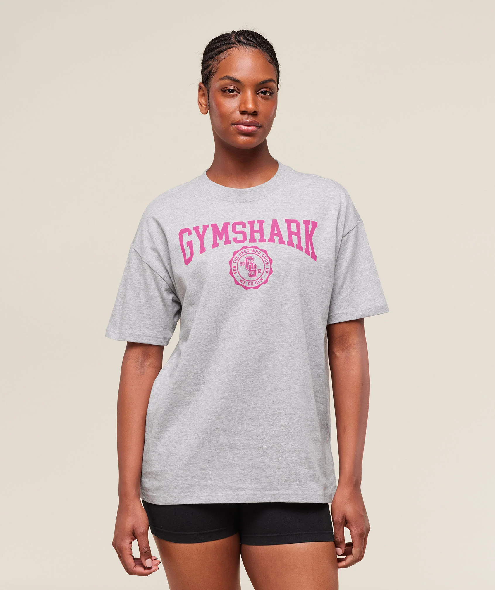 Gymshark Collegiate Graphic T-Shirt - Light Grey Core Marl - Image 2