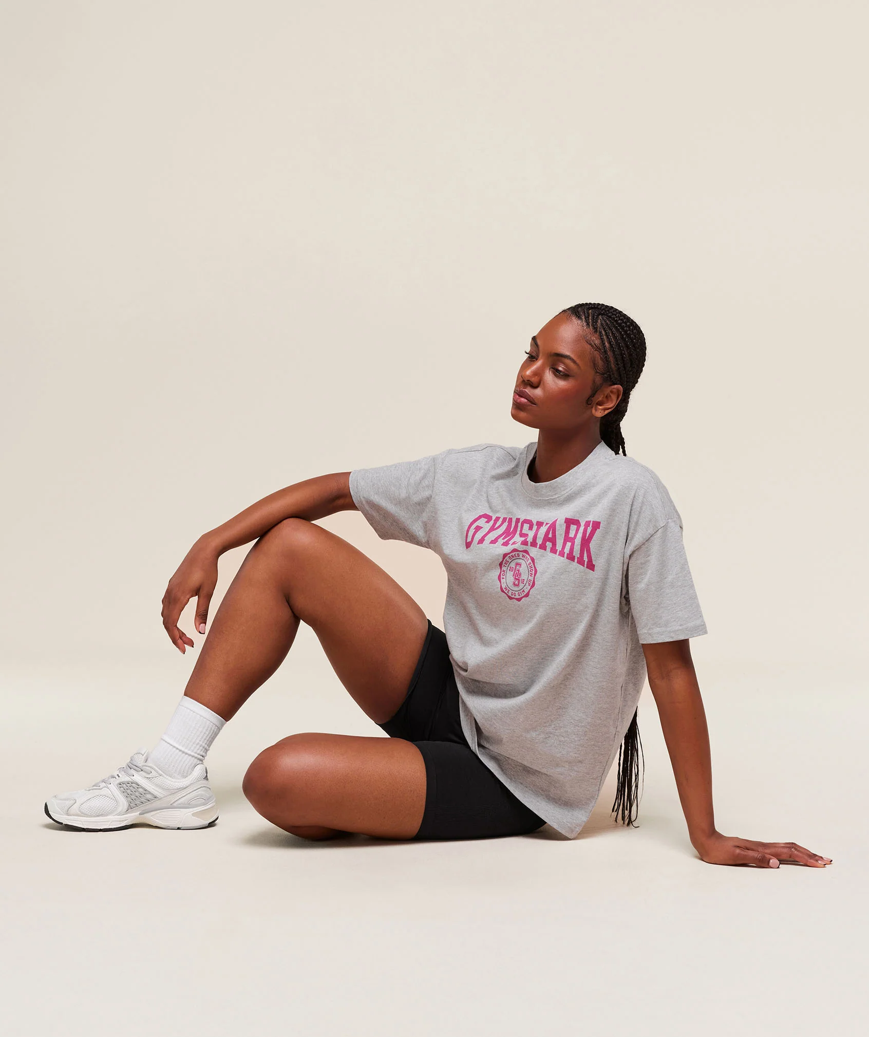 Gymshark Collegiate Graphic T-Shirt - Light Grey Core Marl - Image 3