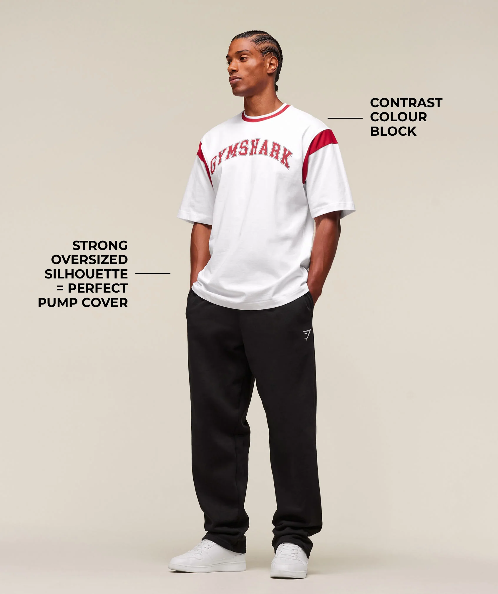 Gymshark GSLC Oversized T-Shirt - White/Conditioning Red - Image 3