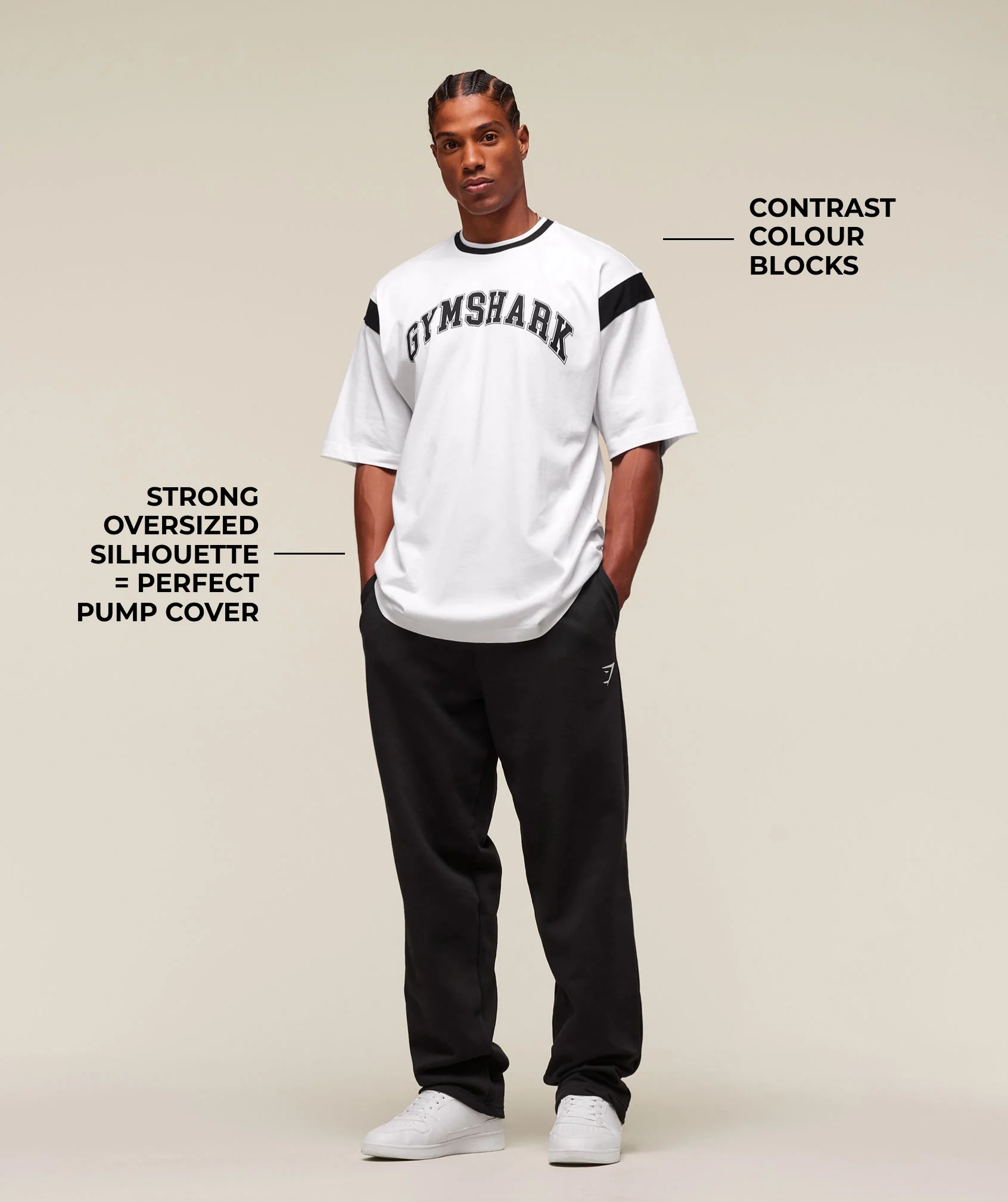 Gymshark GSLC Oversized T-Shirt - White/Black - Image 3