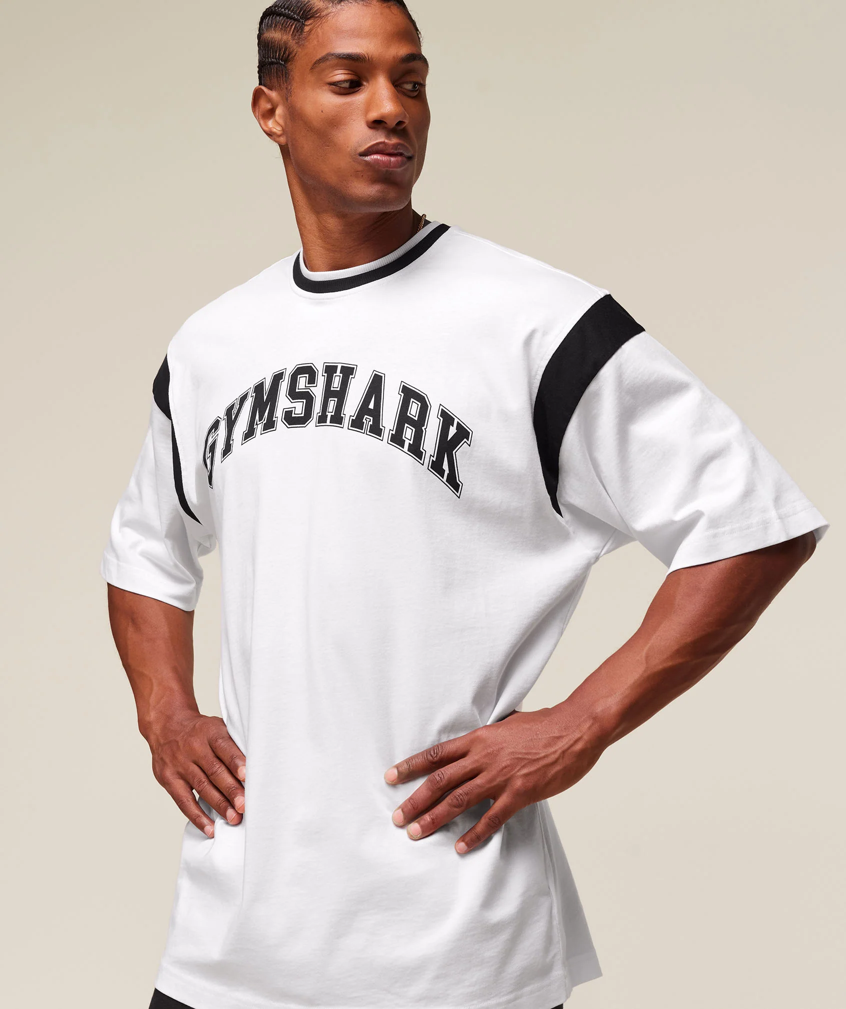 Gymshark GSLC Oversized T-Shirt - White/Black - Image 4