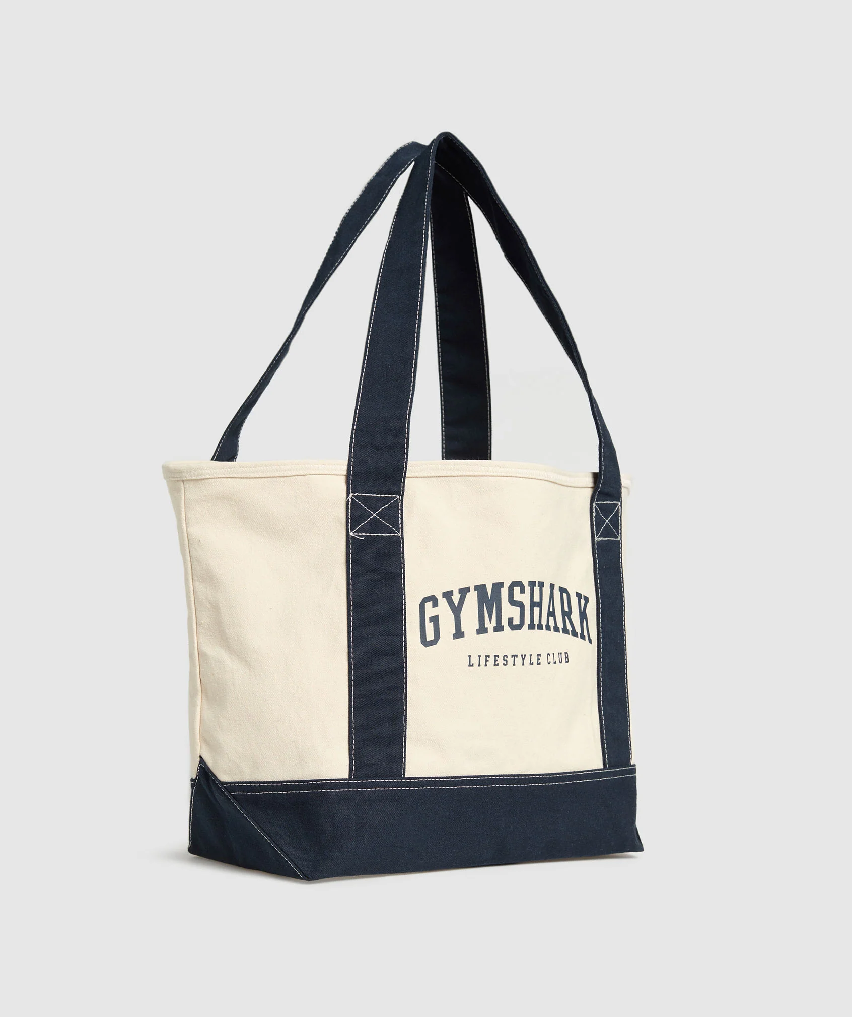 Gymshark Collegiate Oversized Tote - Oat White/Heavy Blue - Image 3