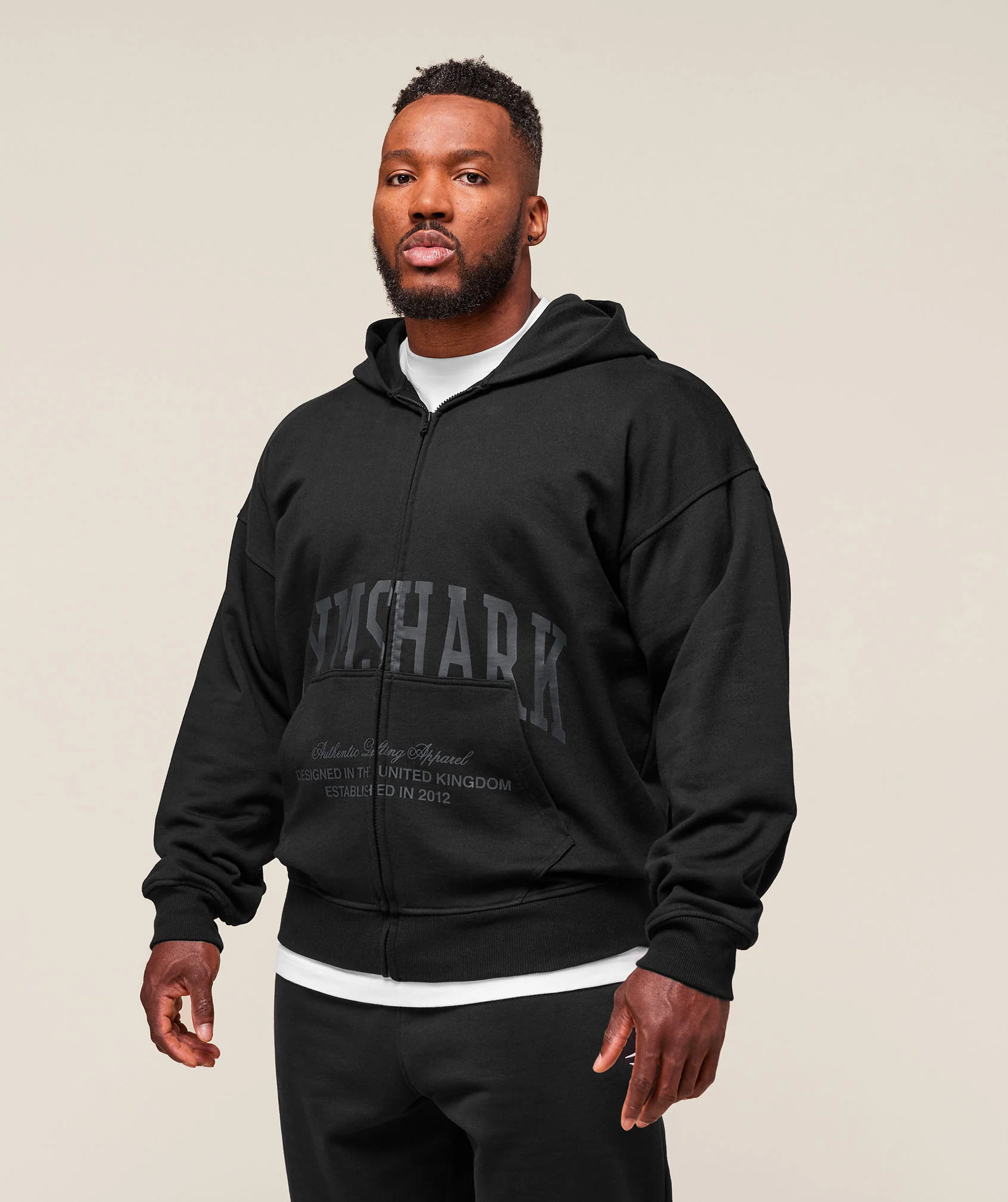 Gymshark Collegiate Script Zip Up Hoodie - Black - Image 3