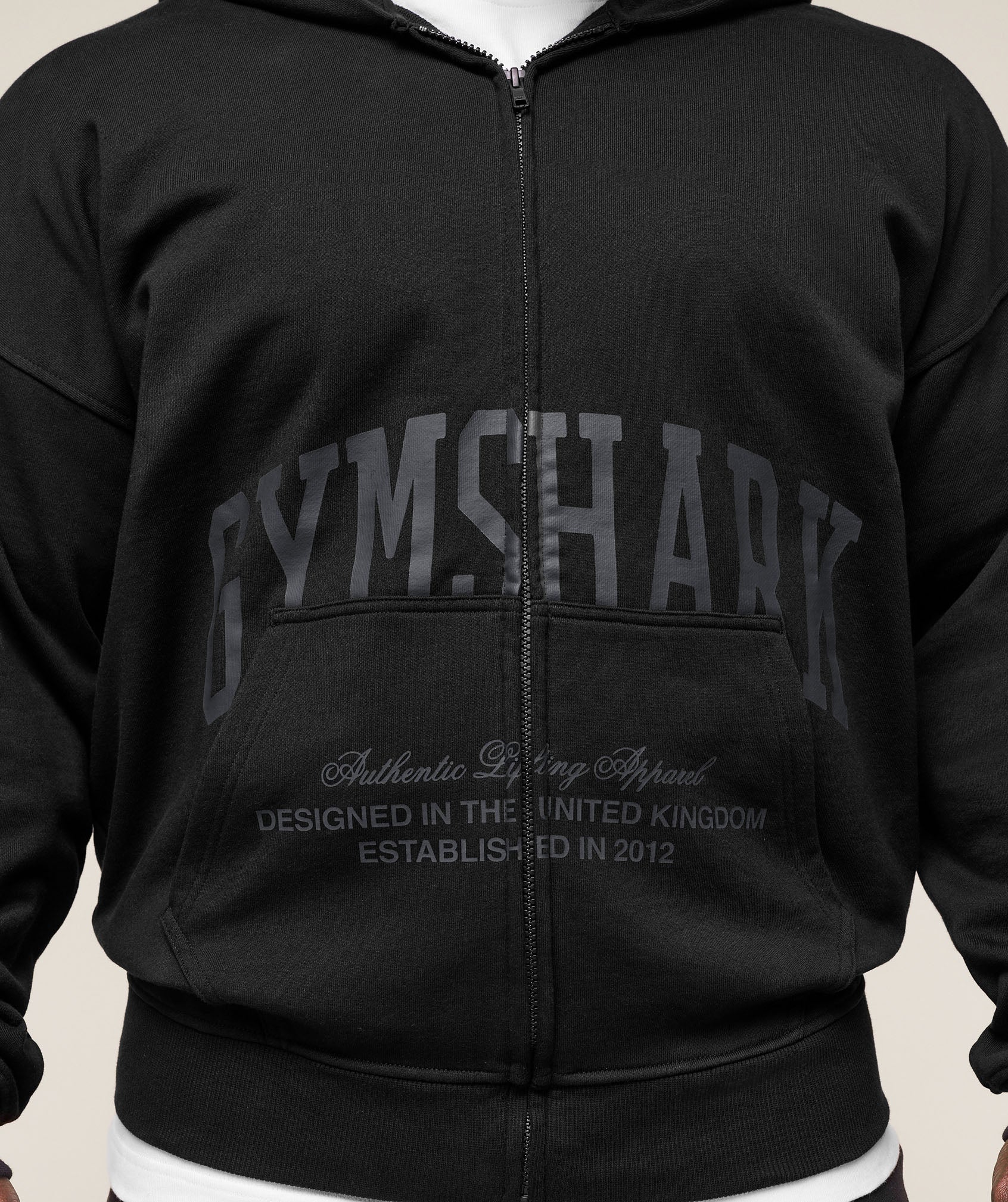 Gymshark Collegiate Script Zip Up Hoodie - Black - Image 4