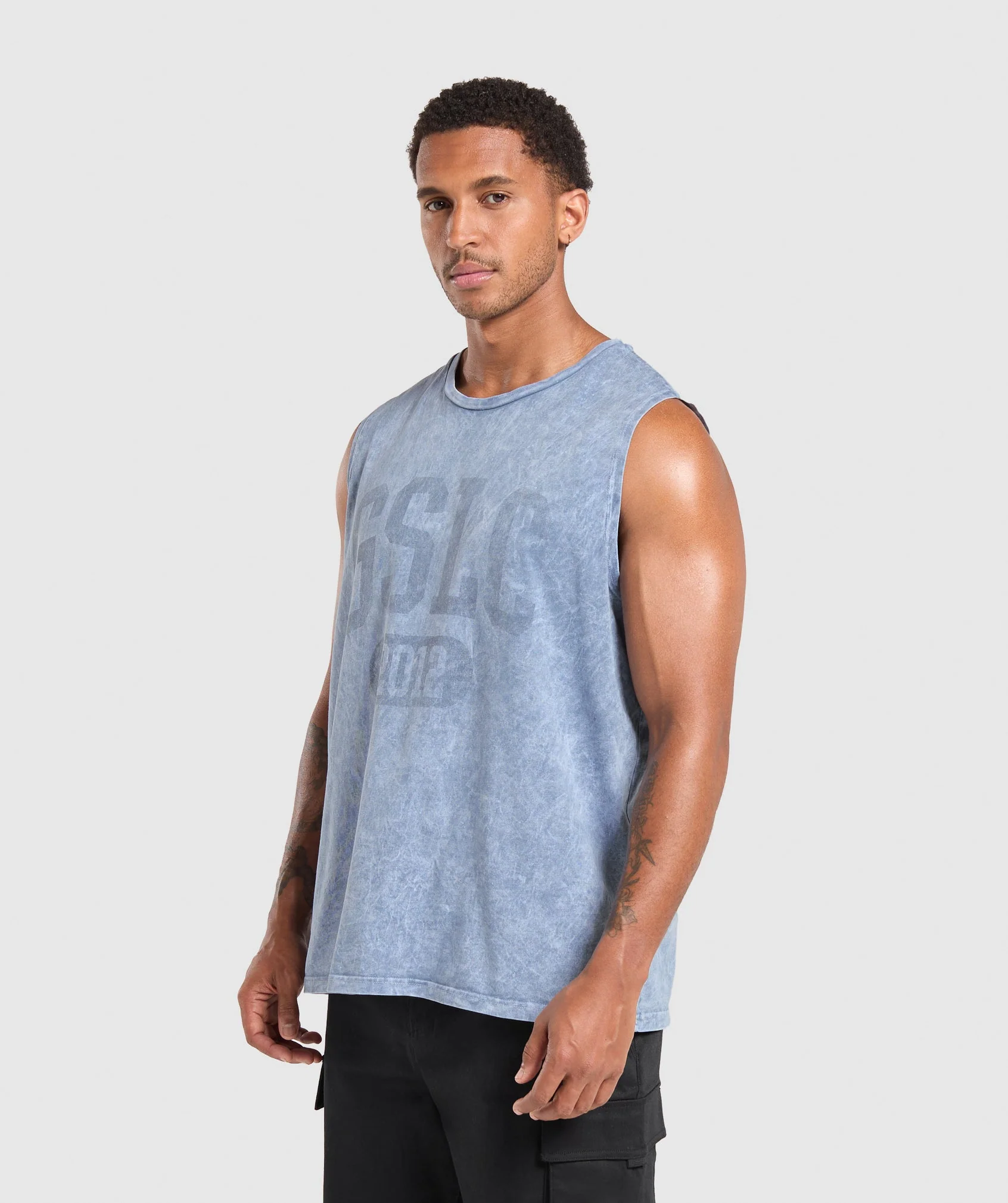 Gymshark Collegiate Shadow Washed Tank - Faded Blue - Image 2