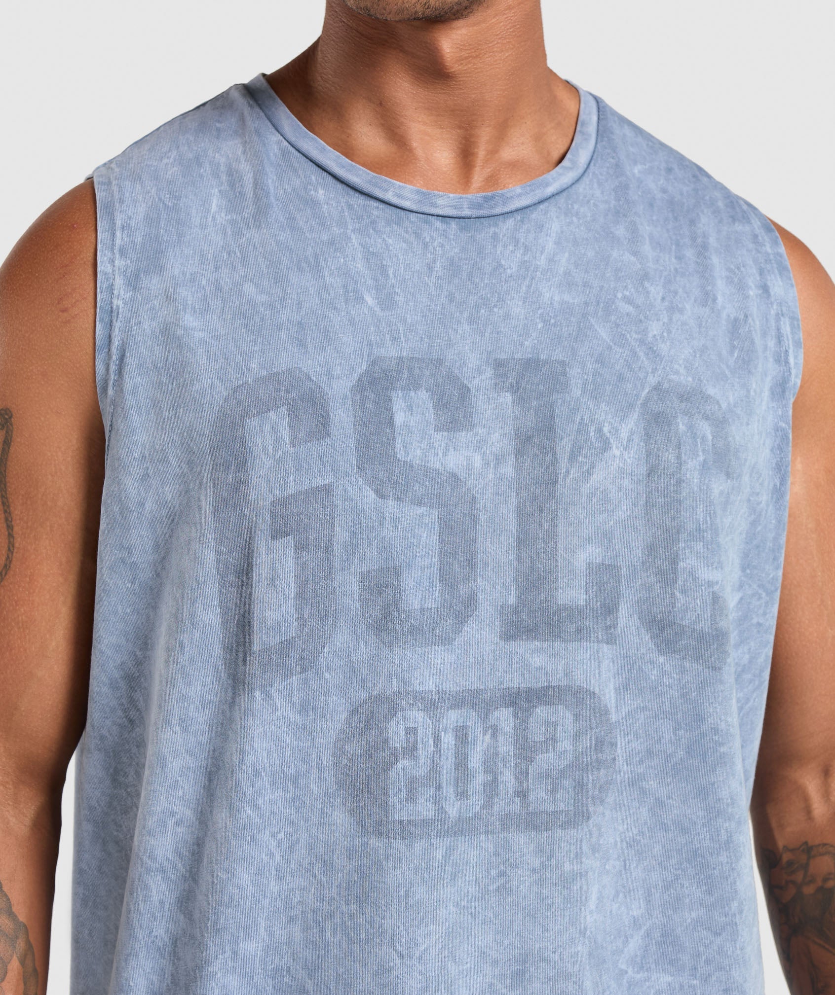 Gymshark Collegiate Shadow Washed Tank - Faded Blue - Image 6