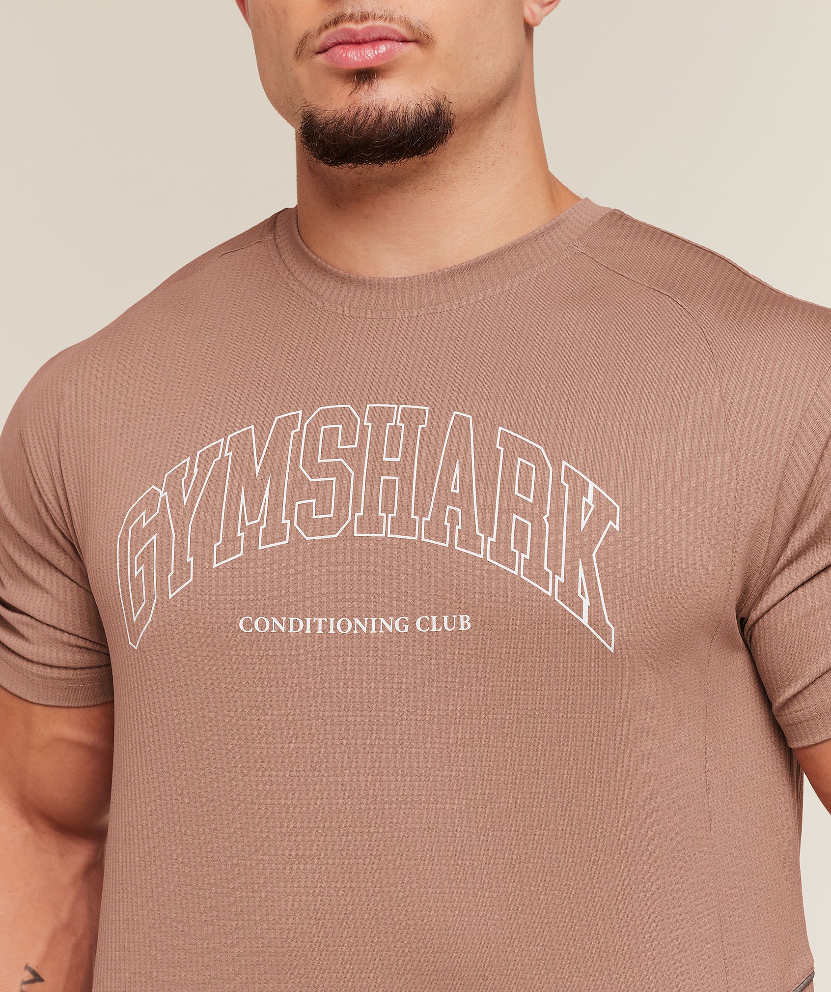 Gymshark Collegiate Tech T-Shirt - Taupe Brown - Image 5