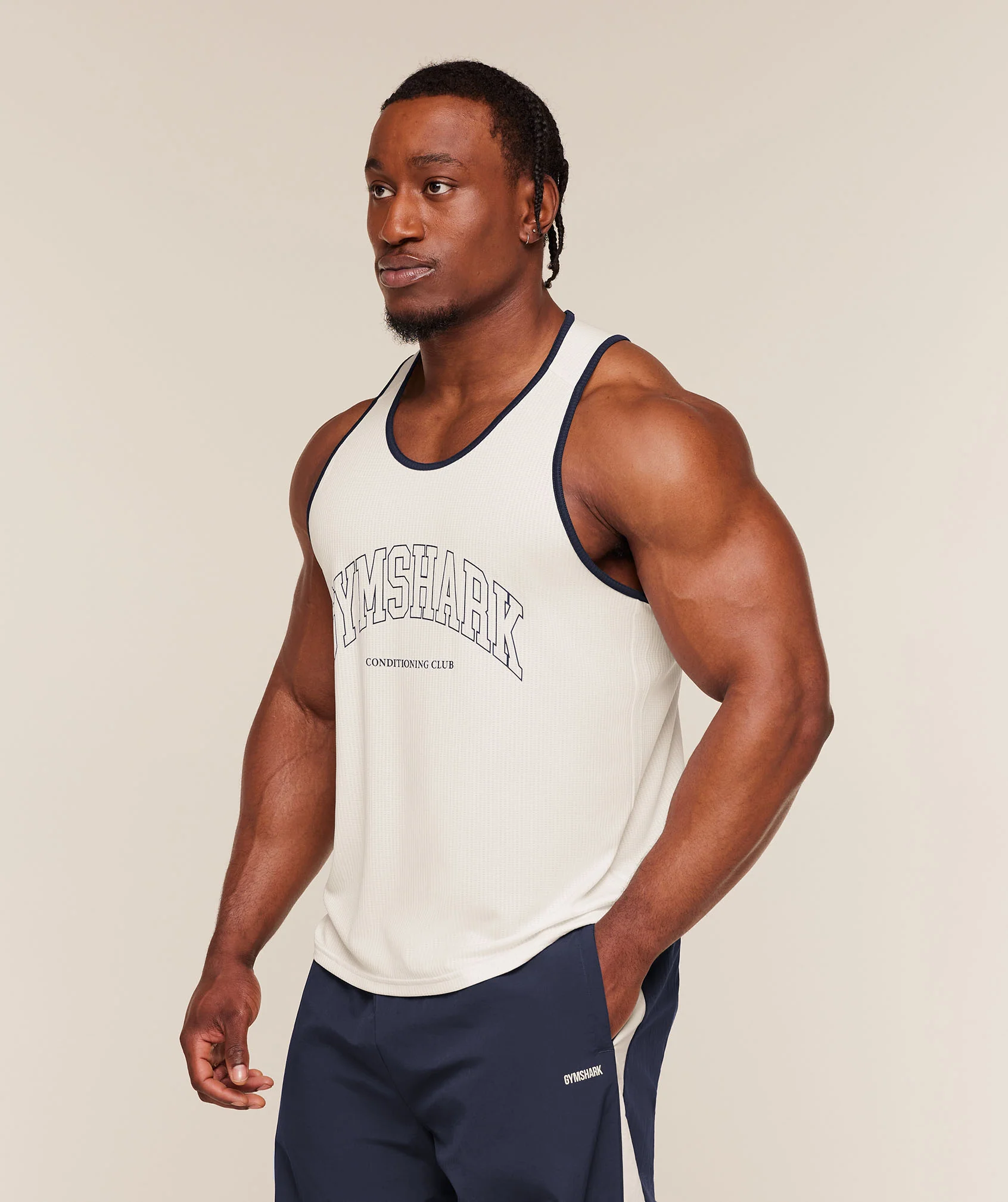 Gymshark Collegiate Tech Tank - Soft White - Image 4