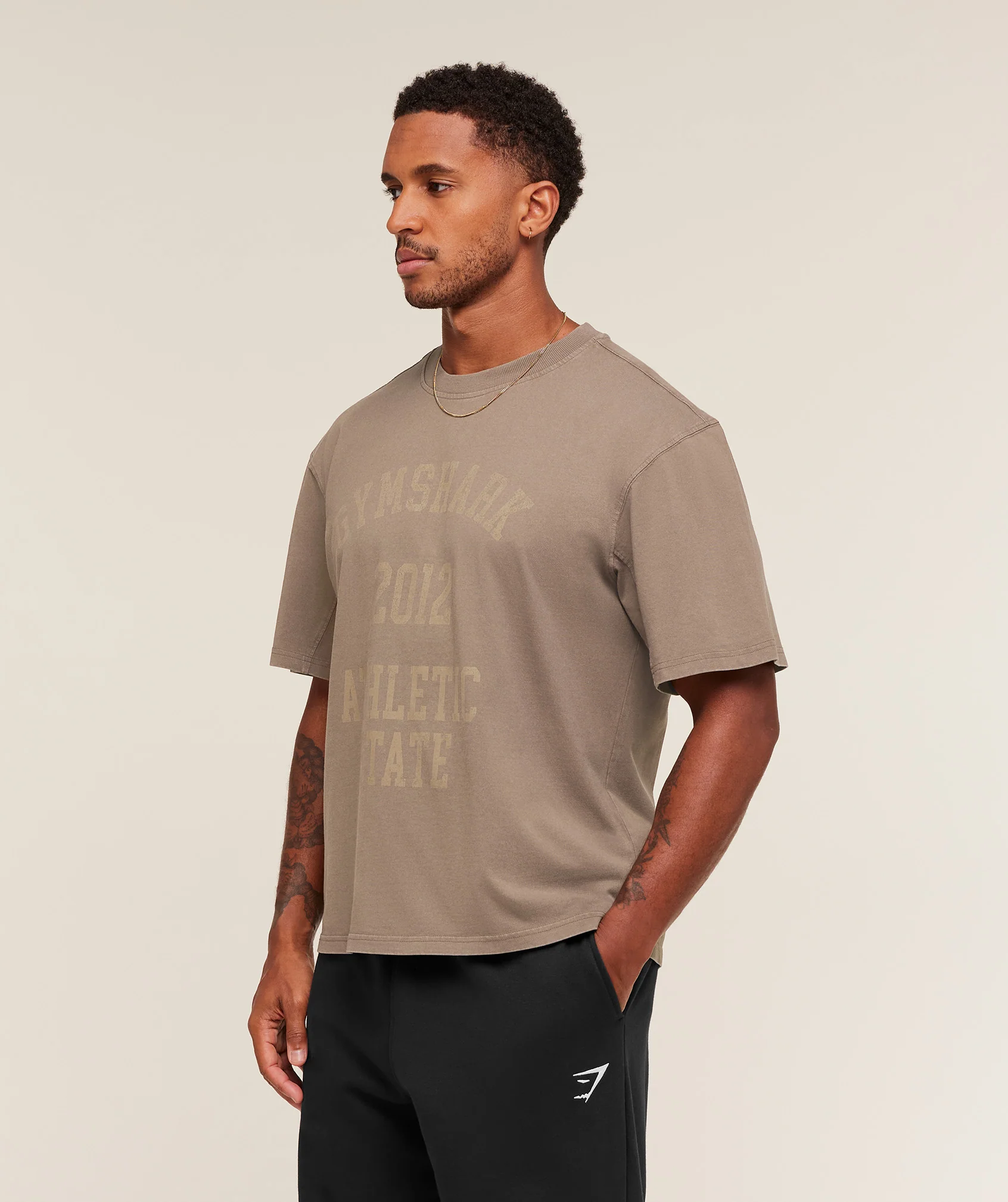 Gymshark Collegiate Washed T-Shirt - Soft Brown - Image 5
