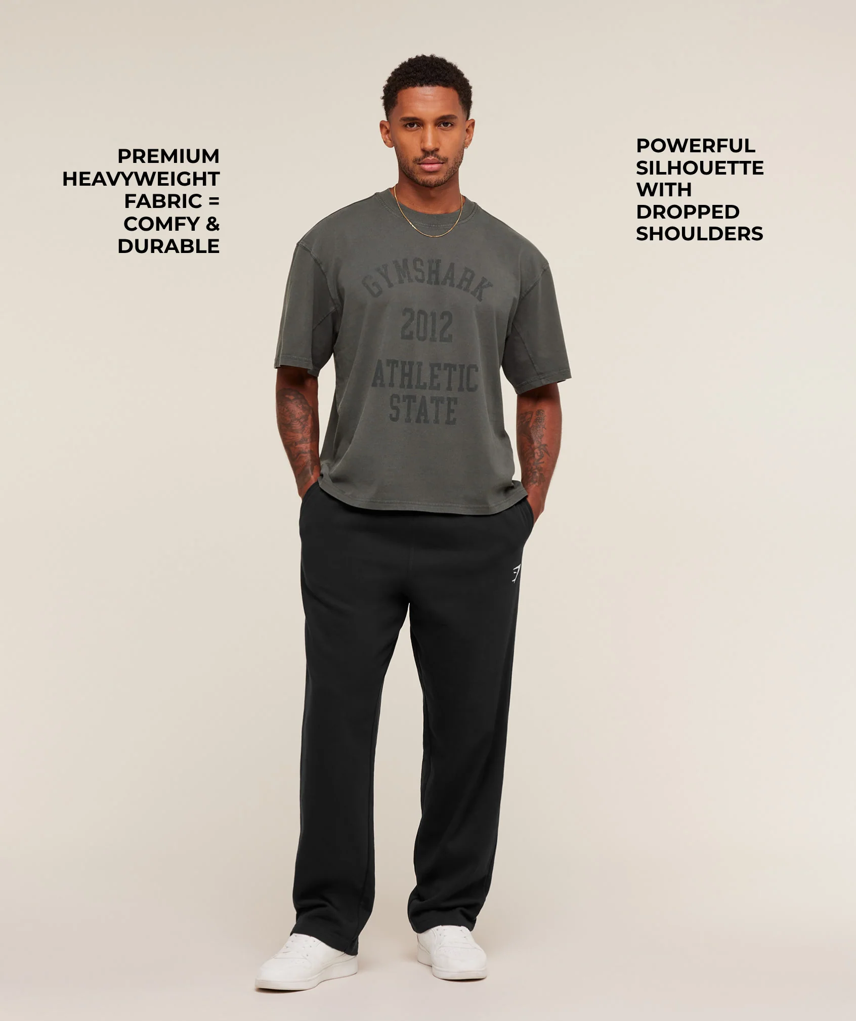 Gymshark Collegiate Washed T-Shirt - Asphalt Grey - Image 2