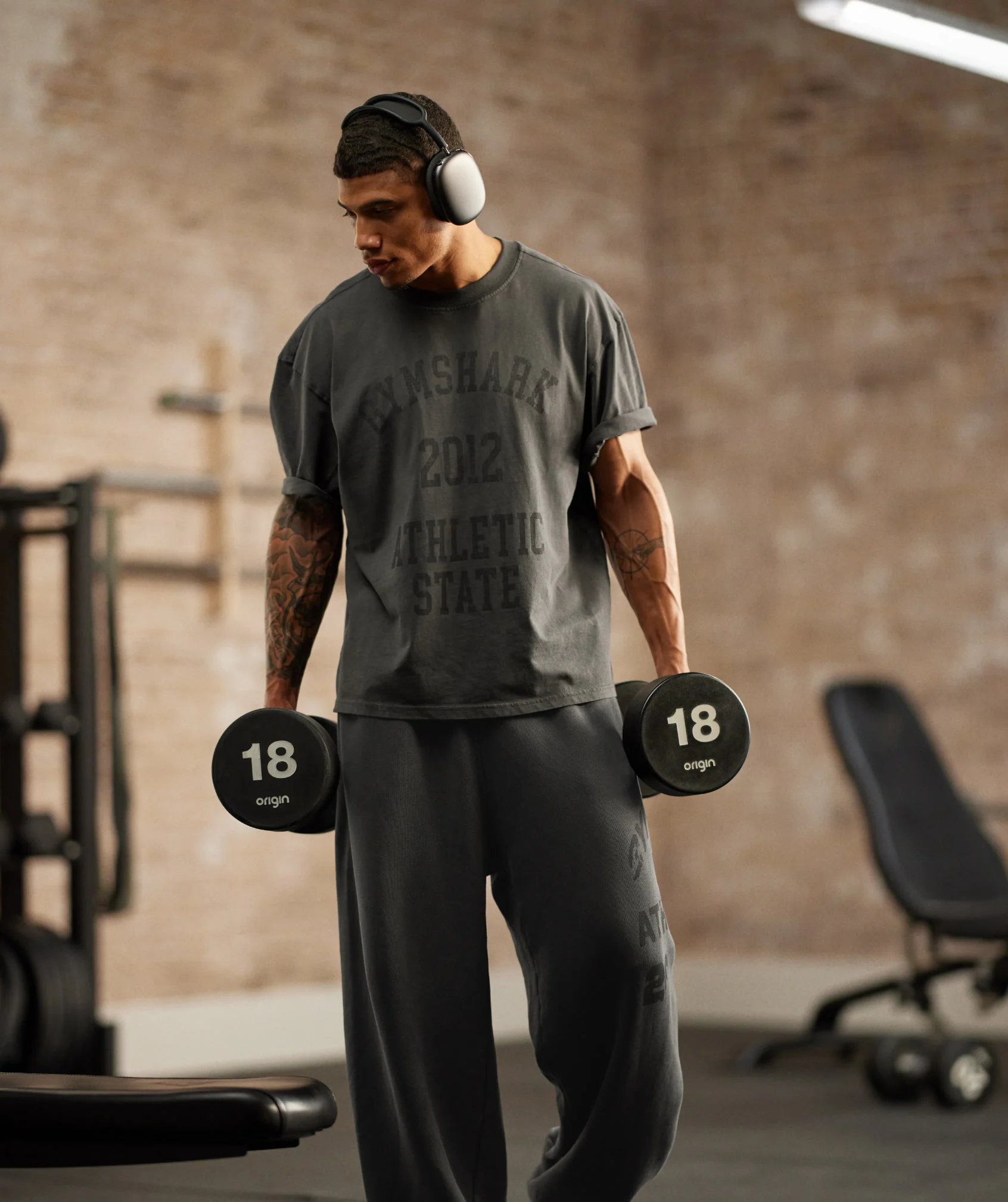 Gymshark Collegiate Washed T-Shirt - Asphalt Grey - Image 3
