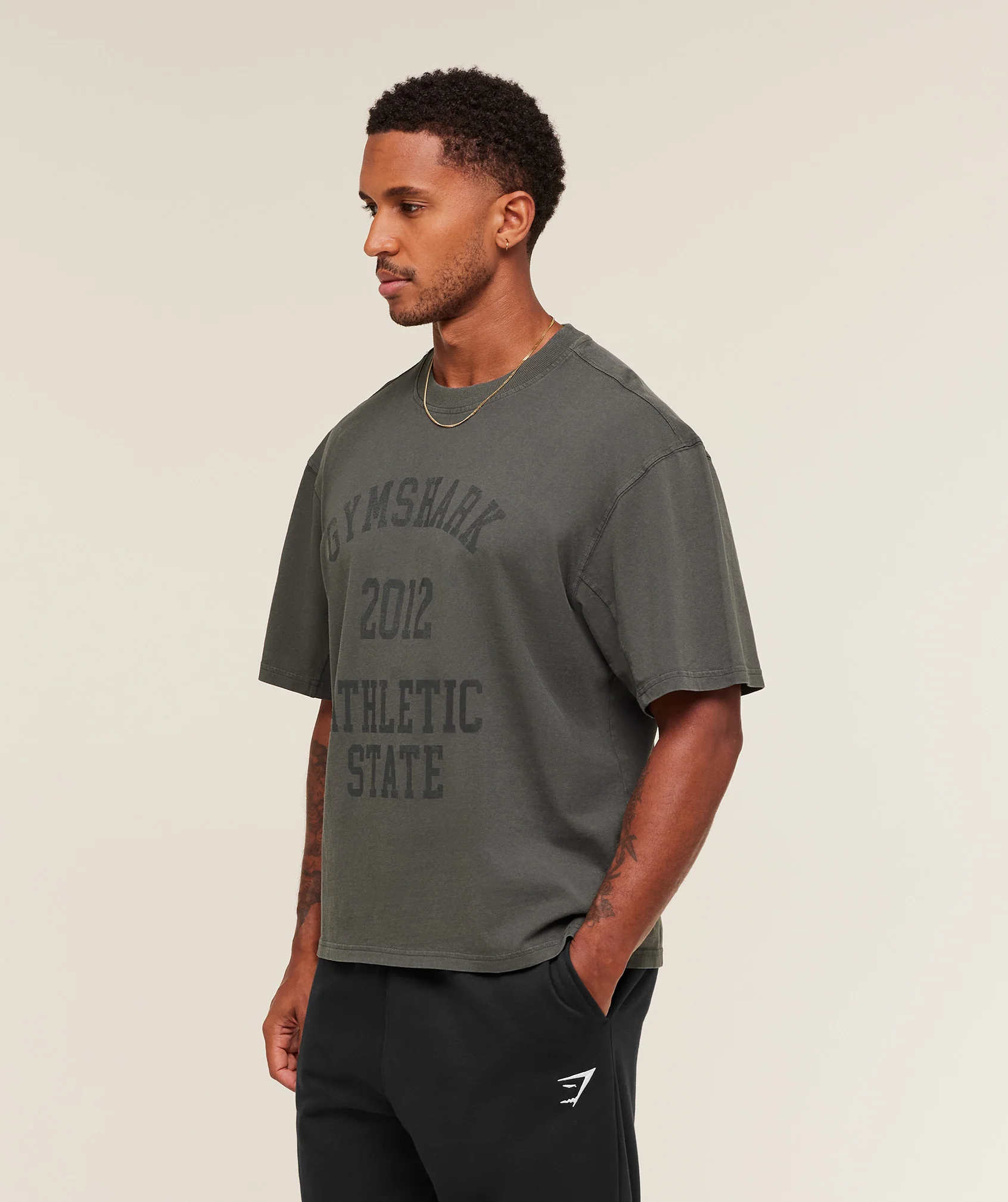 Gymshark Collegiate Washed T-Shirt - Asphalt Grey - Image 5