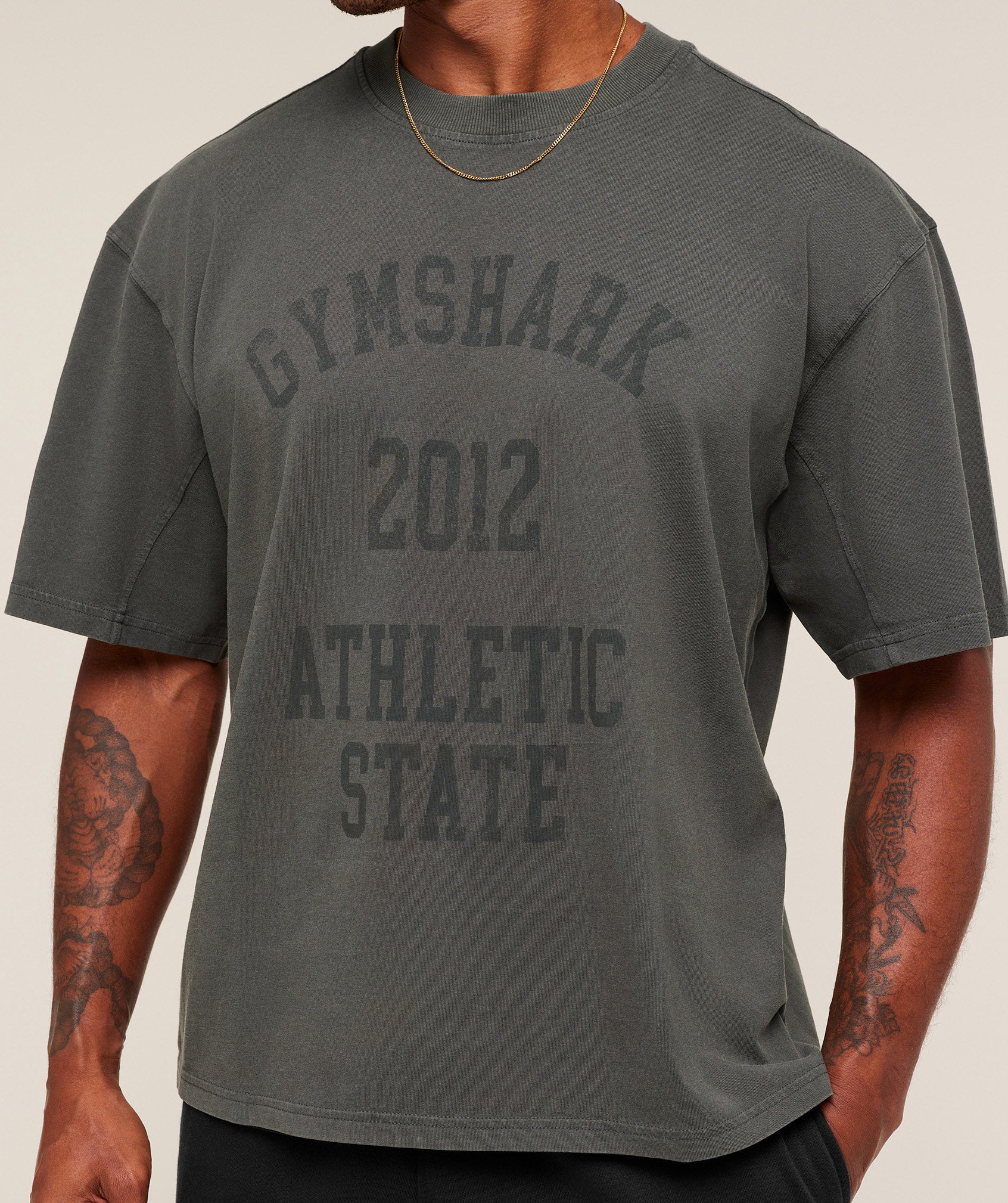 Gymshark Collegiate Washed T-Shirt - Asphalt Grey - Image 7