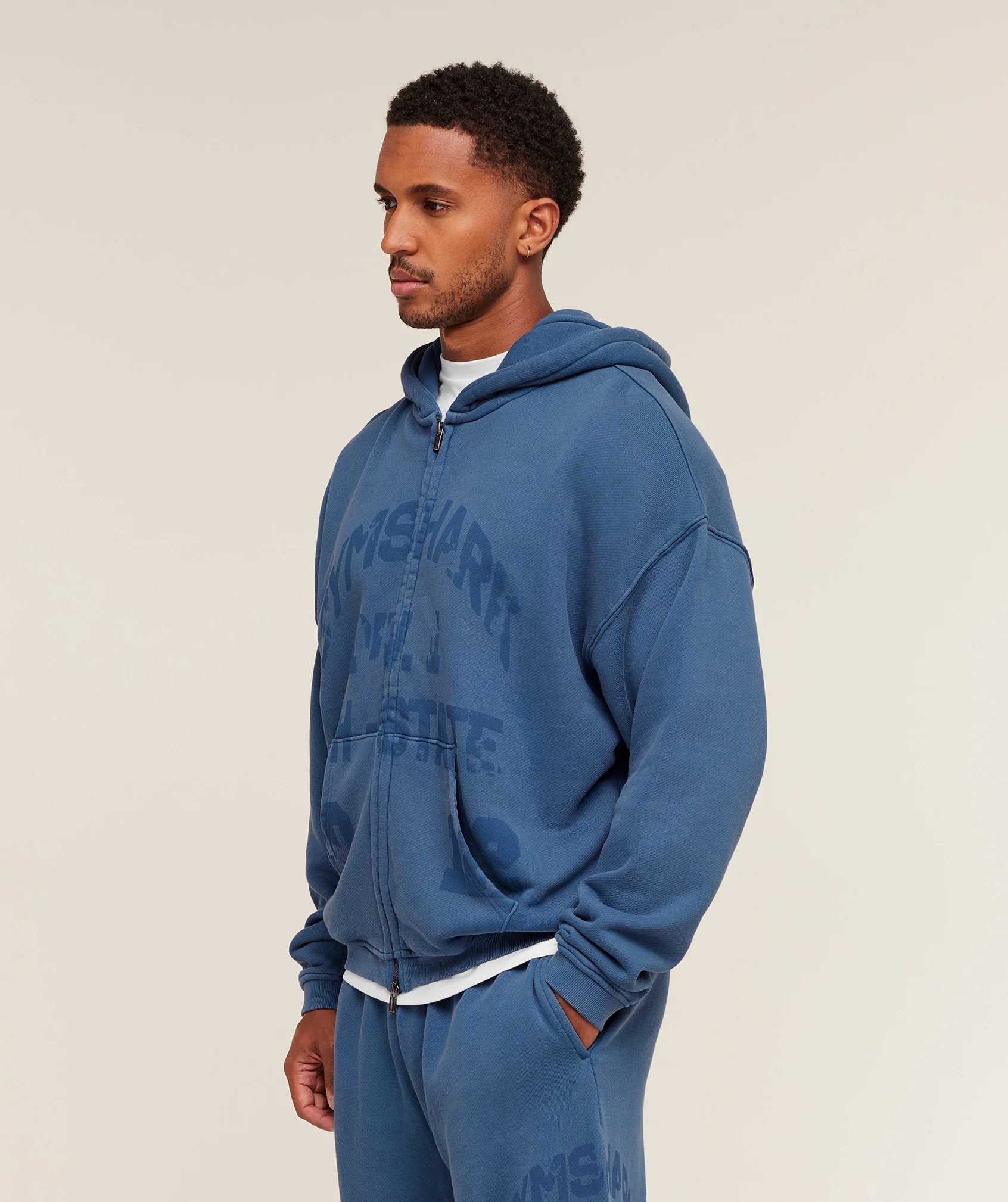 Gymshark Collegiate Washed Zip Up Hoodie - Compound Blue - Image 5
