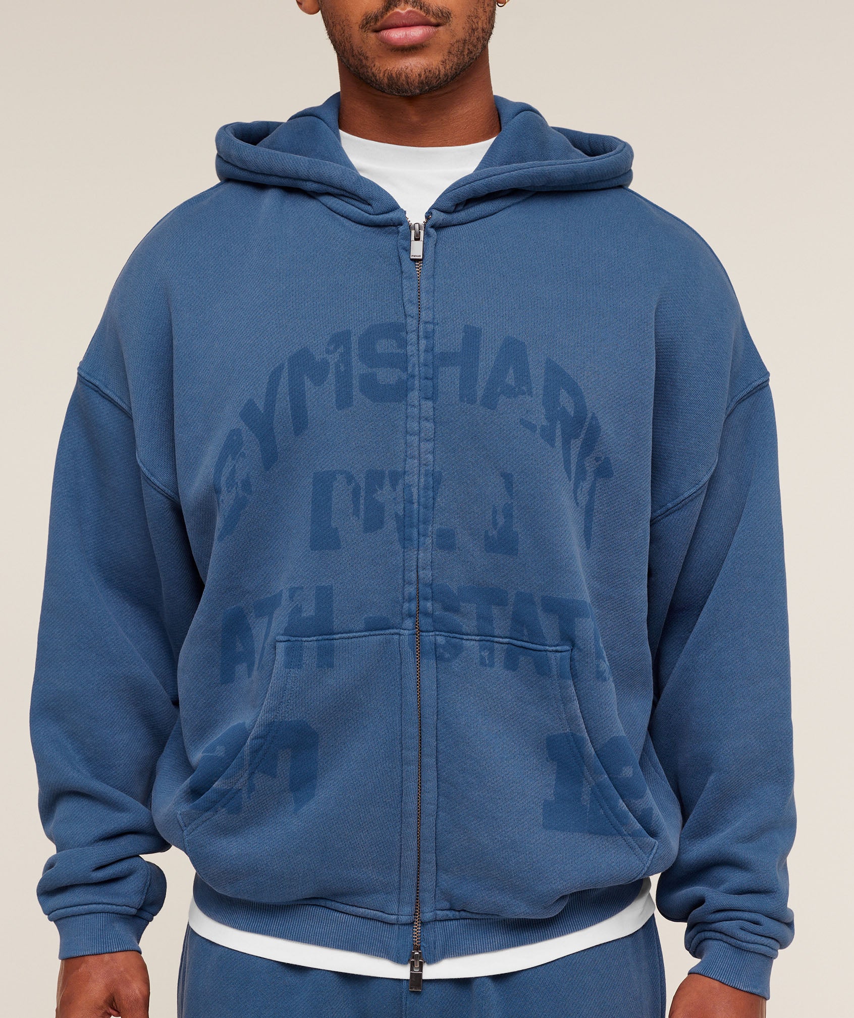 Gymshark Collegiate Washed Zip Up Hoodie - Compound Blue - Image 6