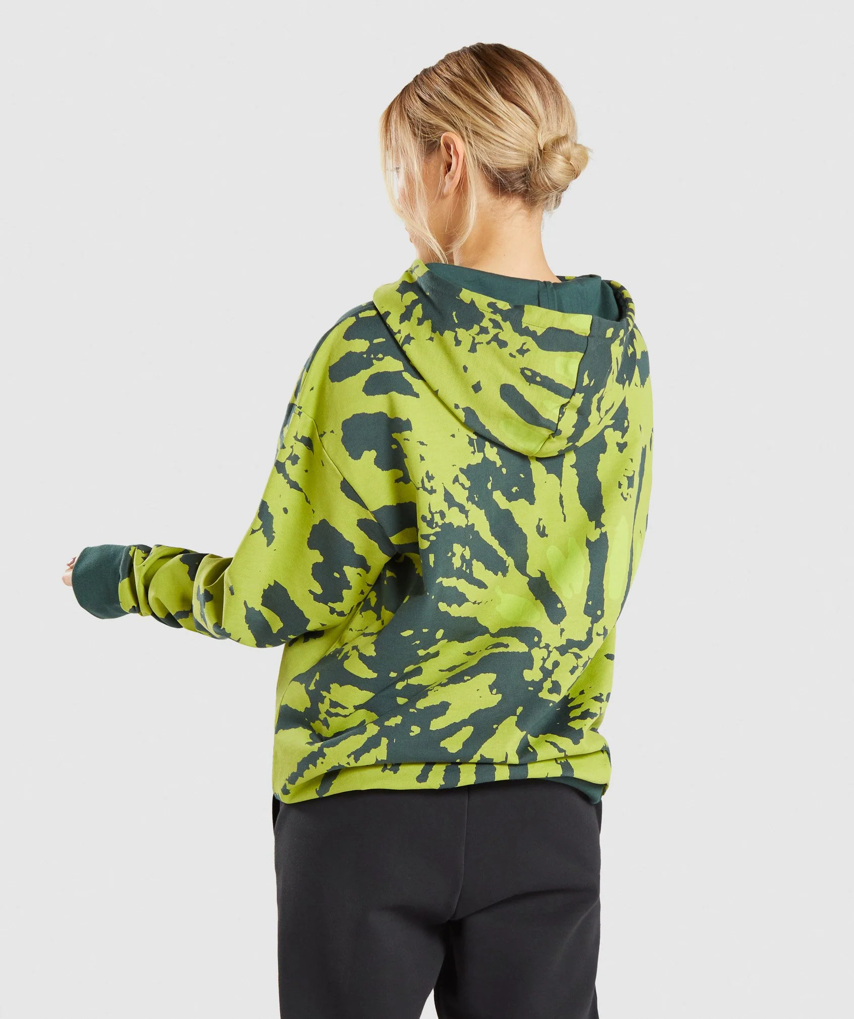 Gymshark Colour Burst Hoodie - Dark Green Print - Image 2
