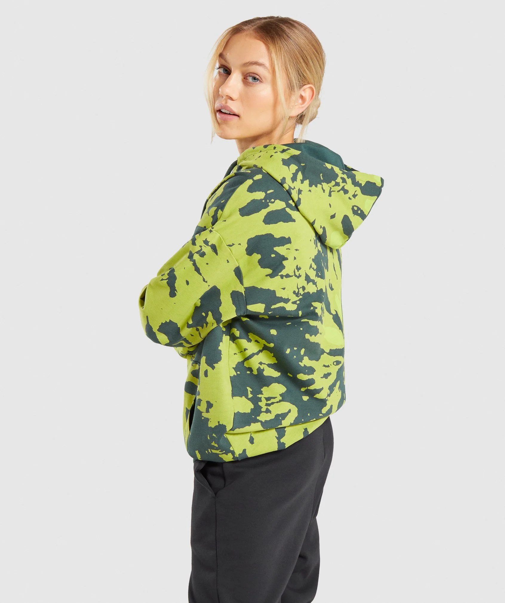 Gymshark Colour Burst Hoodie - Dark Green Print - Image 3
