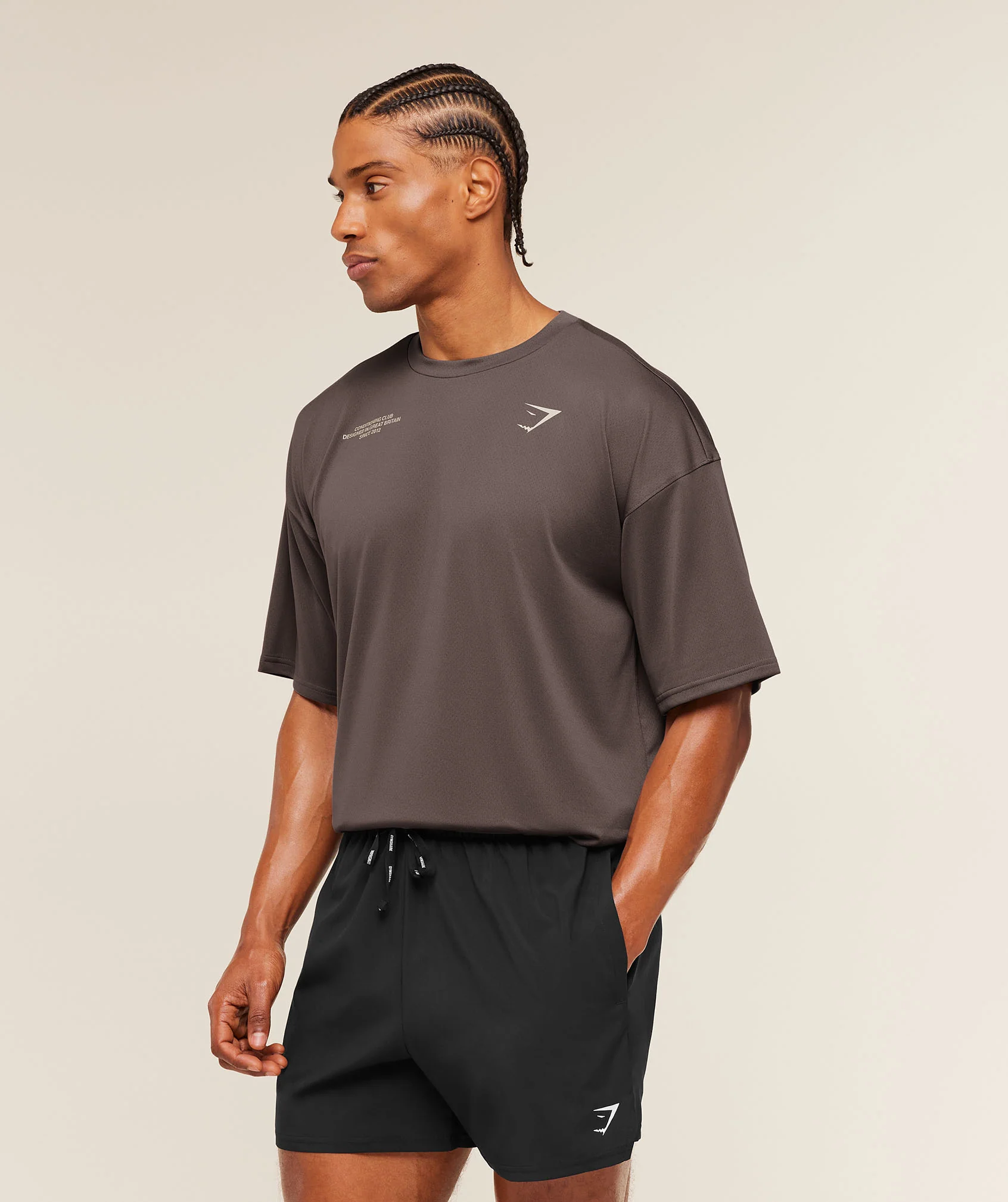 Gymshark Conditioning Club Oversized T-Shirt - Cool Brown/Tinted White - Image 3
